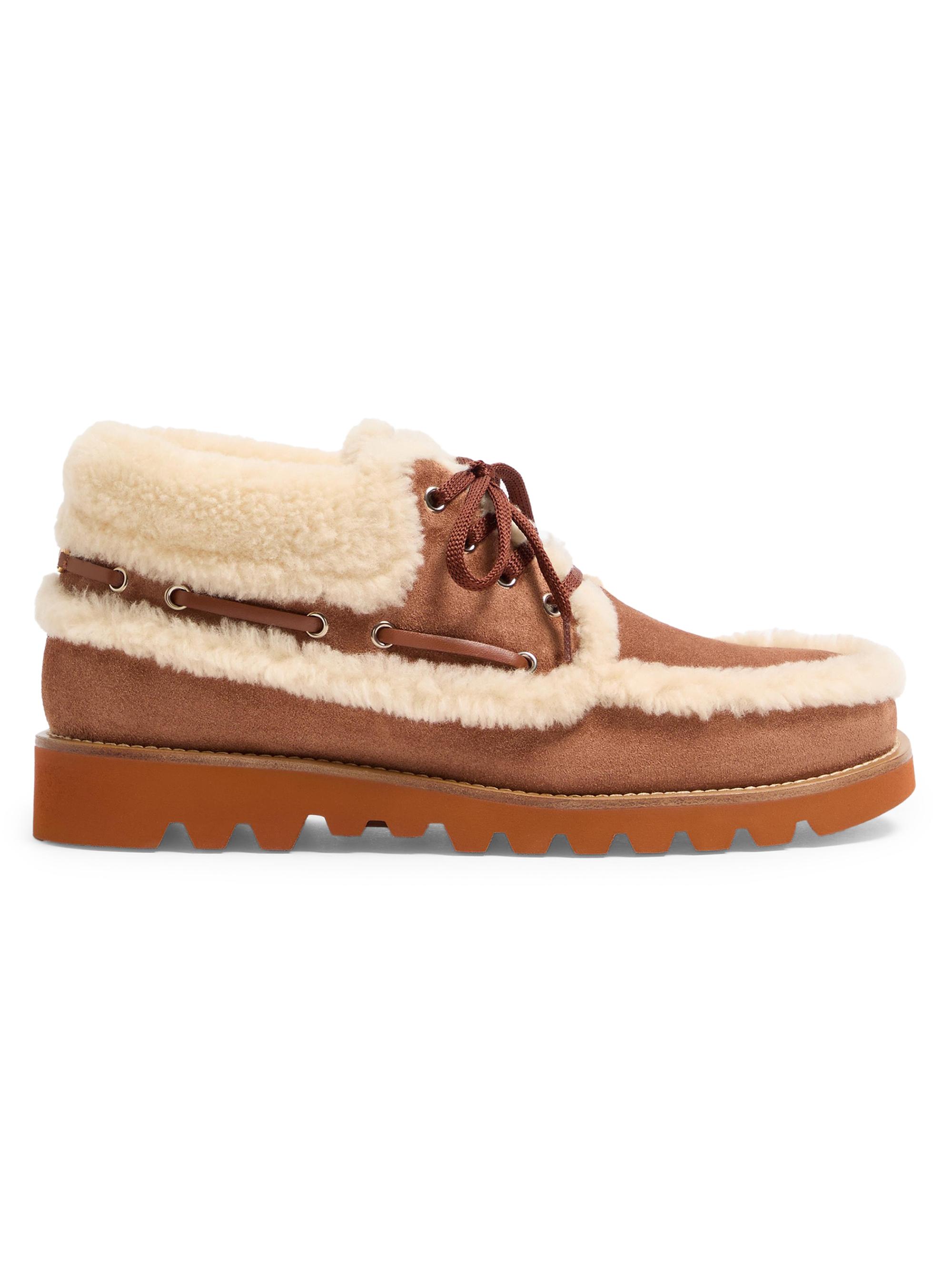 Valentino Garavani Men's Palm Avenue Ankle Boots in Crust Leather and Wool - Tobacco