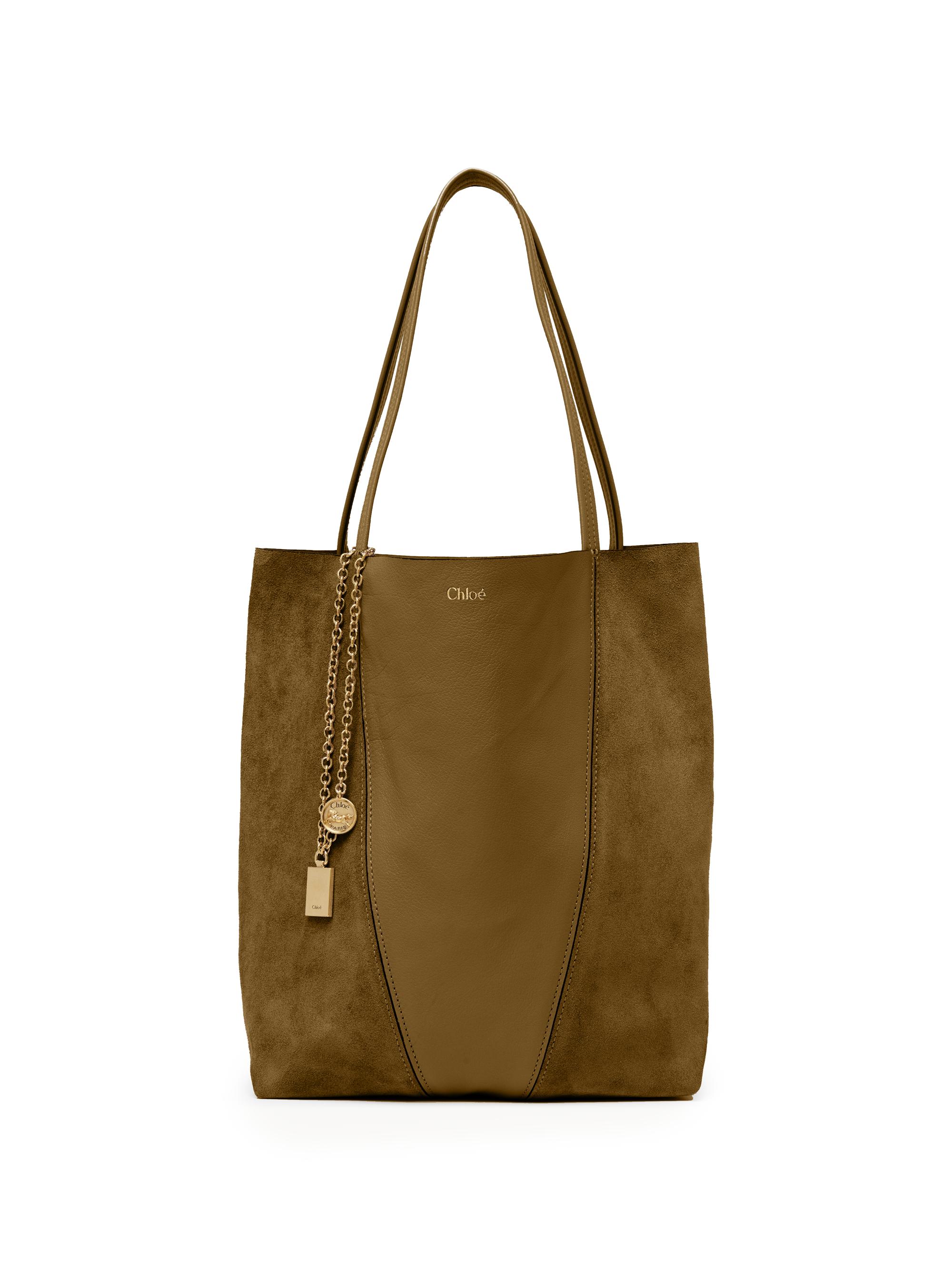 Chloé Women's Spin Leather & Suede Tote Bag - Dark Khaki