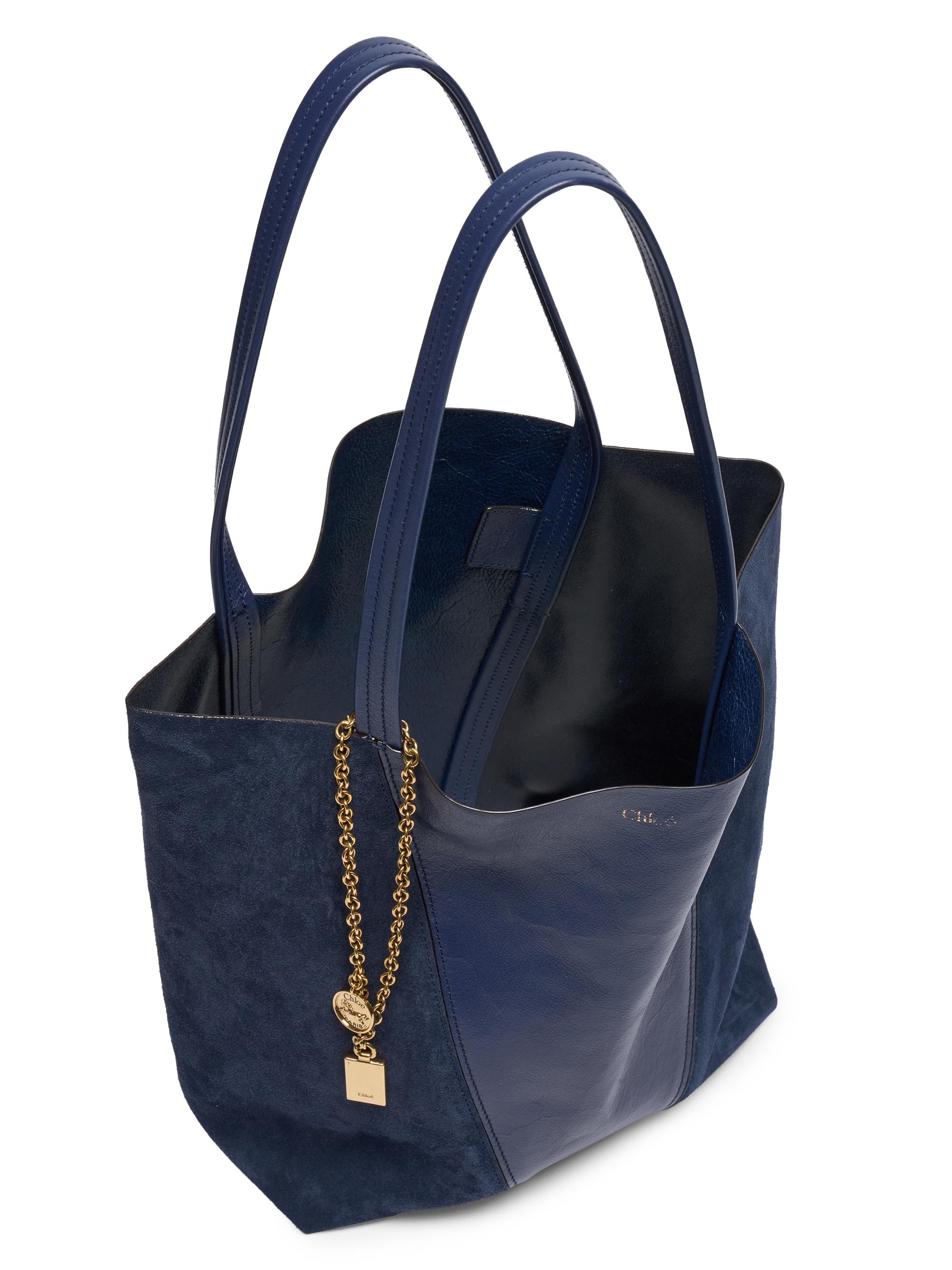 Chloé Women's Spin Leather & Suede Tote Bag - Parisian Night | Thumbnail 3