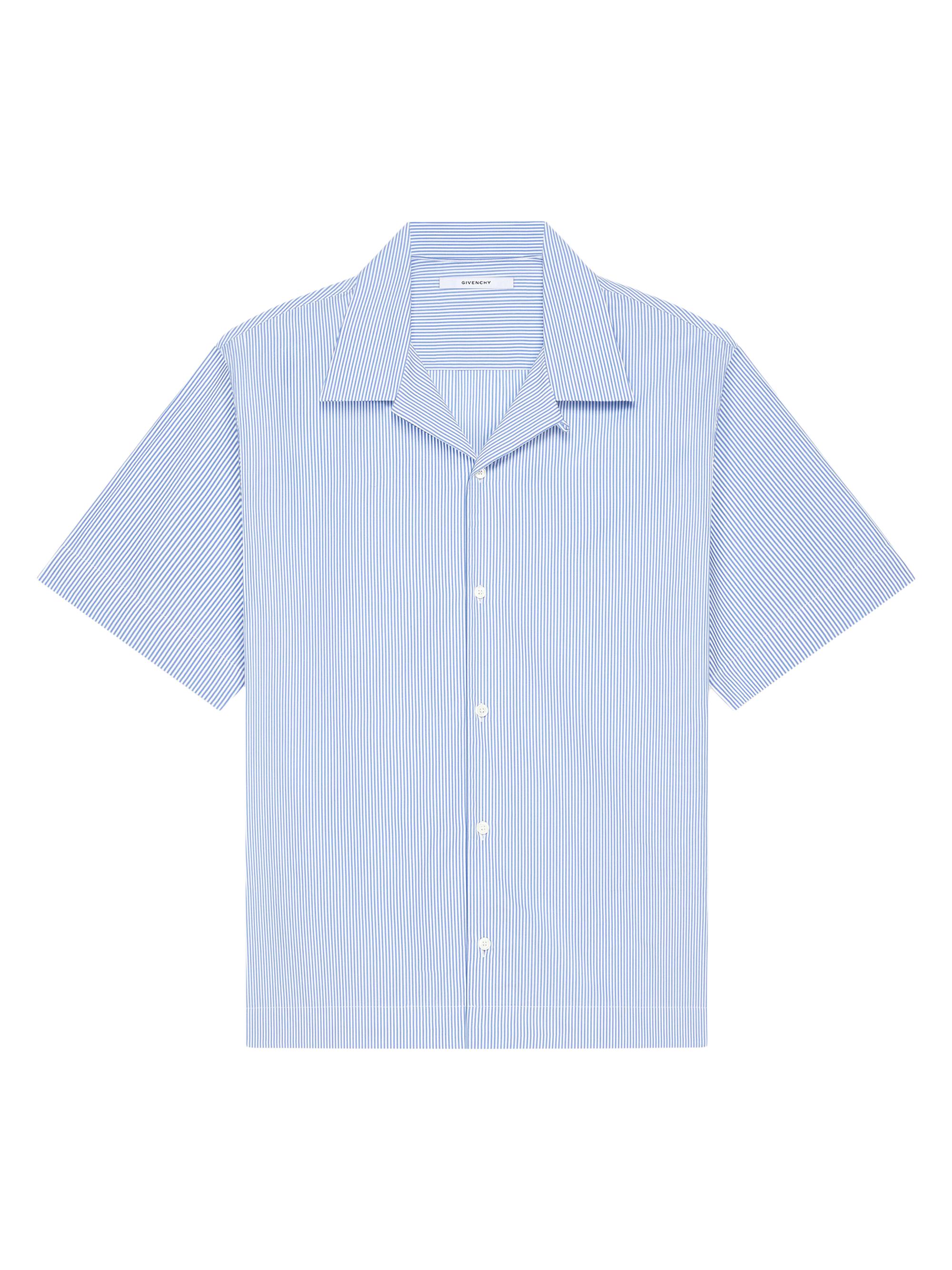 Givenchy Men's Striped Shirt in Cotton with Stamp - Light Blue