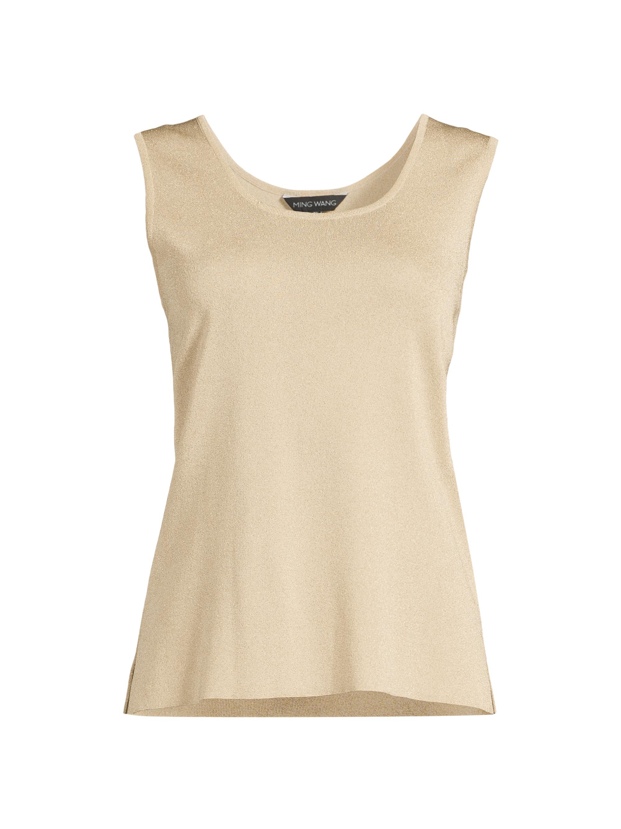 Ming Wang Women's Missy Lurex-Knit Scoopneck Tank - Gold