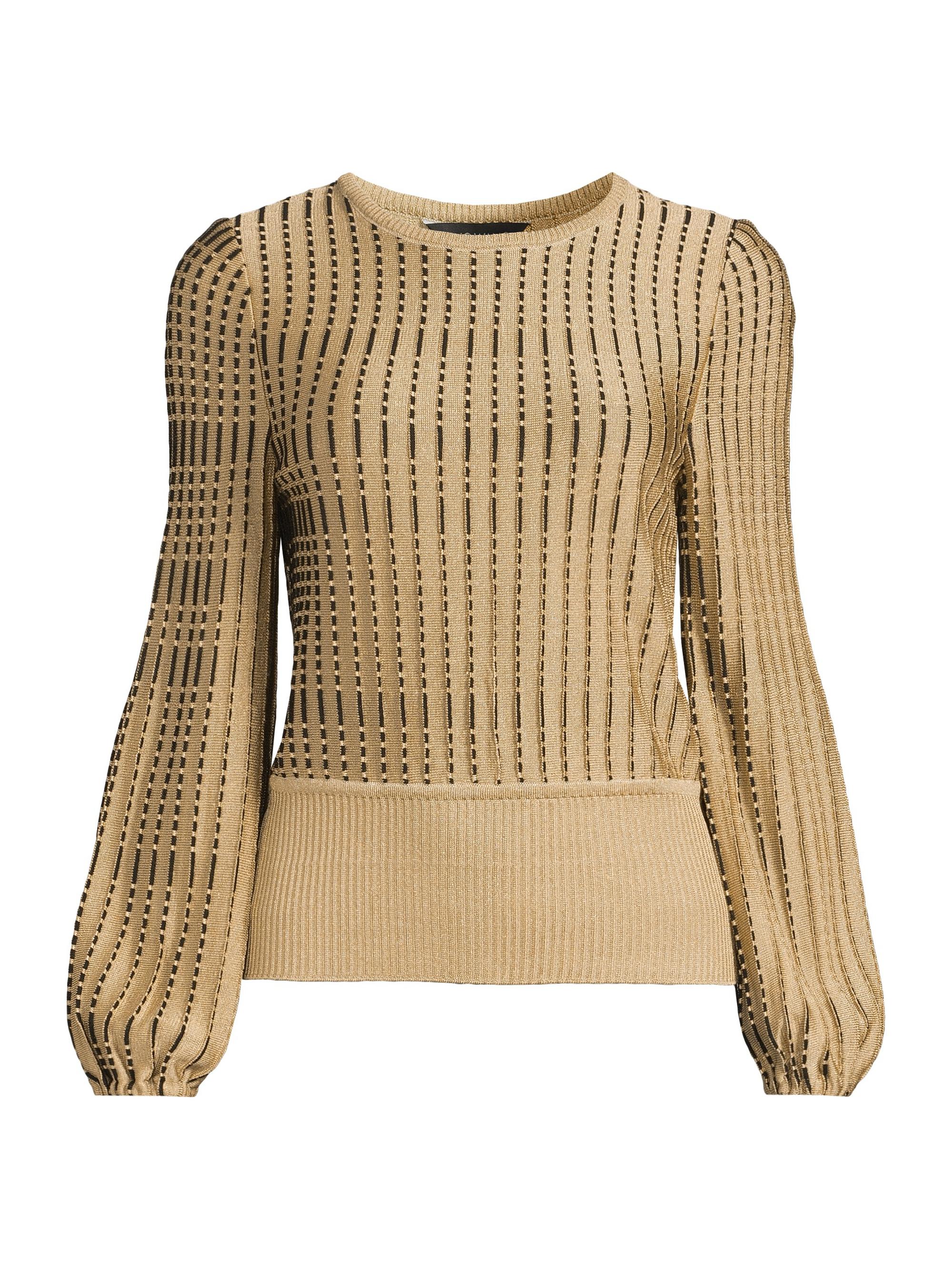 Ming Wang Women's  x Tanya Foster Linear Soft-Knit Top - Gold Black