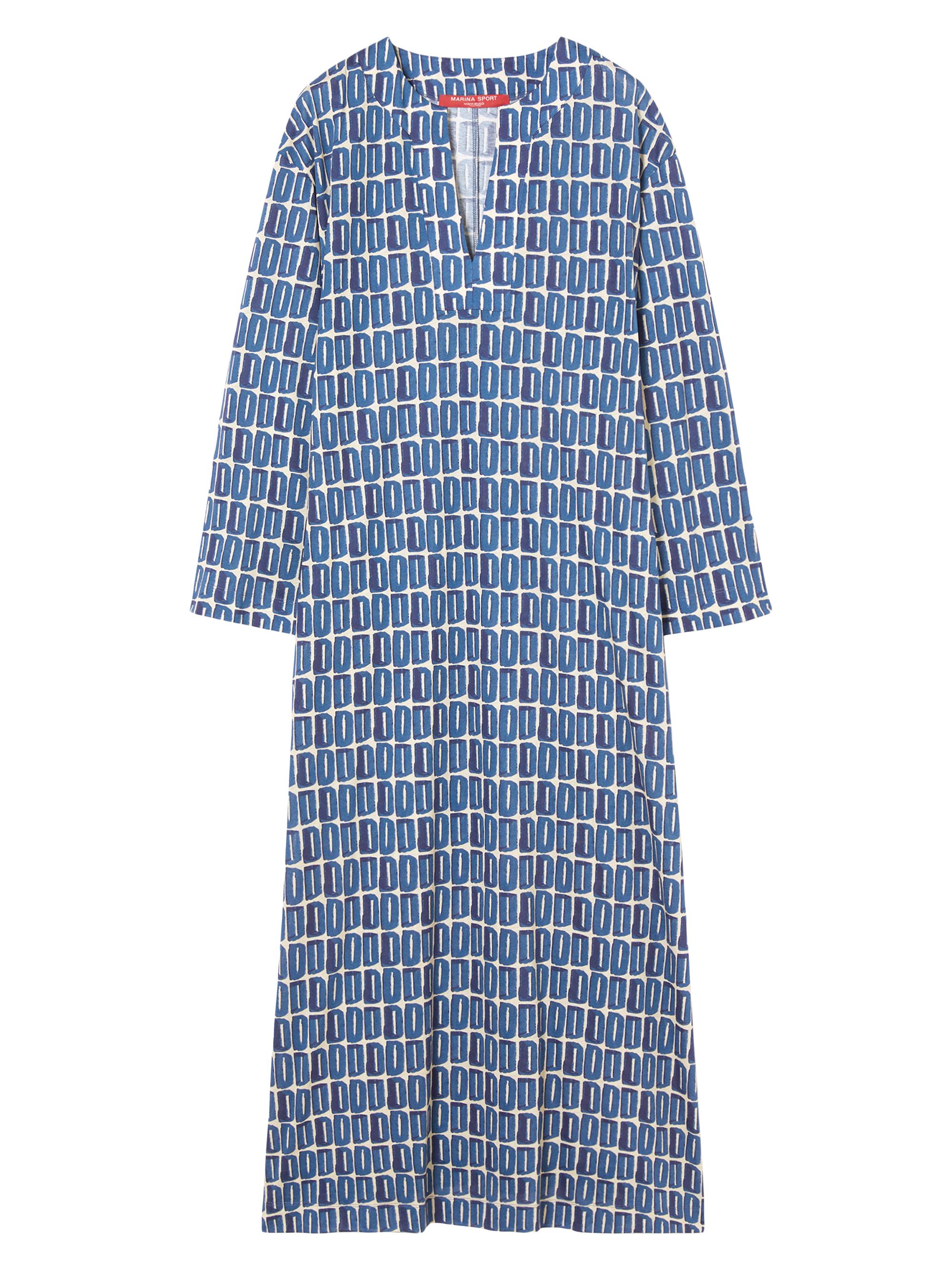 Marina Rinaldi Women's Long Printed Jersey Dress - Navy Geometric Print