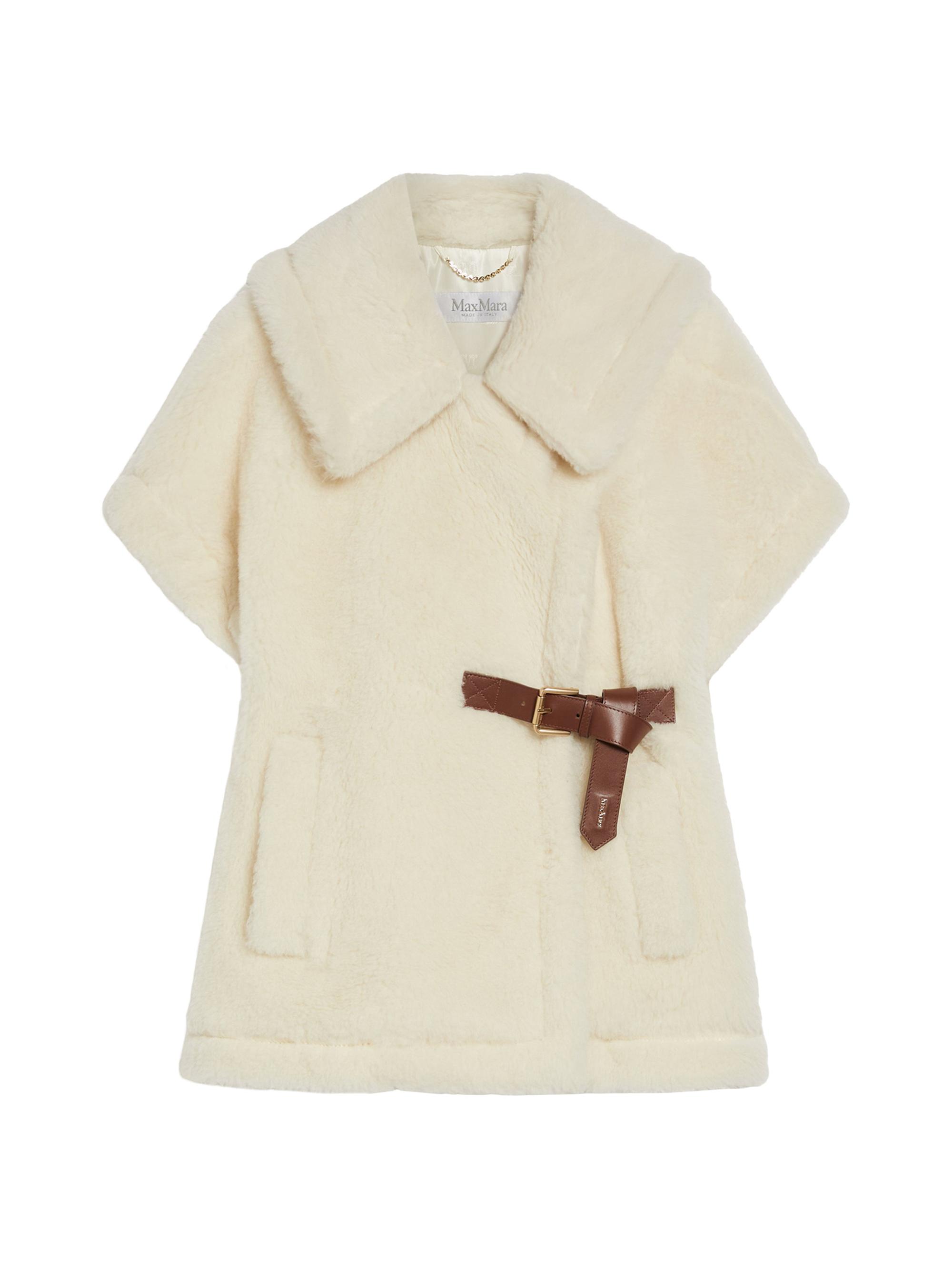 Max Mara Women's Cape in Alpaca and Wool Teddy Fabric - Optical White