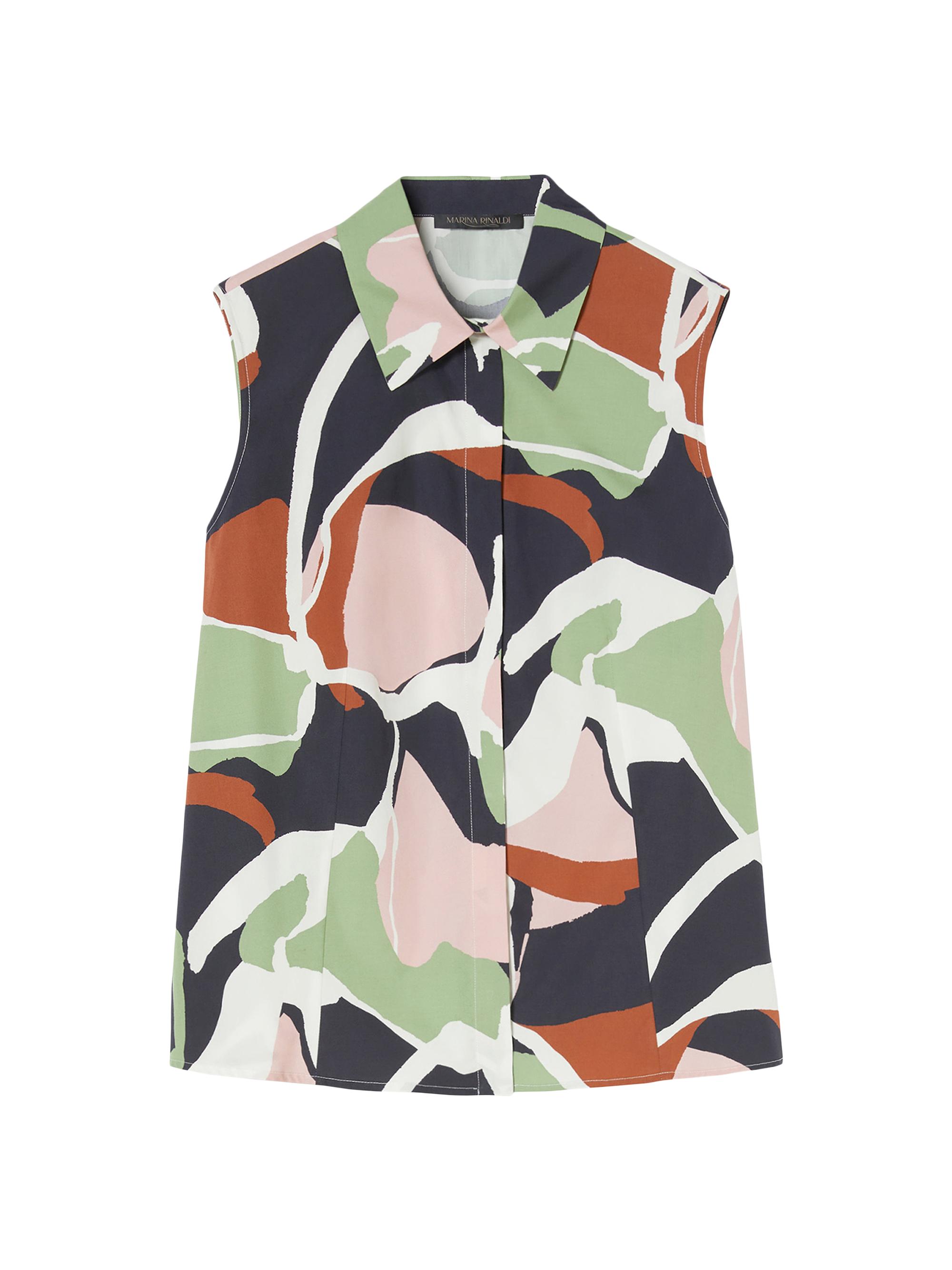 Marina Rinaldi Women's Printed Poplin Shirt - White Marble Print