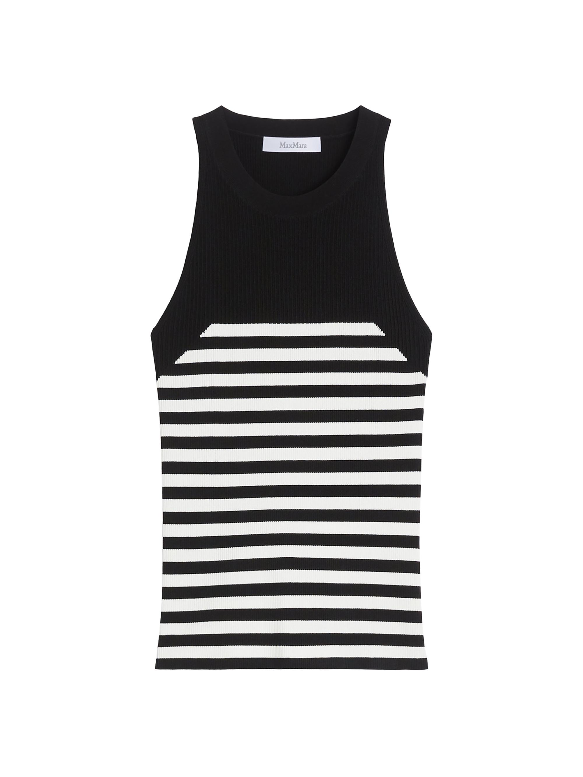 Max Mara Women's Viscose Yarn Top - Black Pinstripes