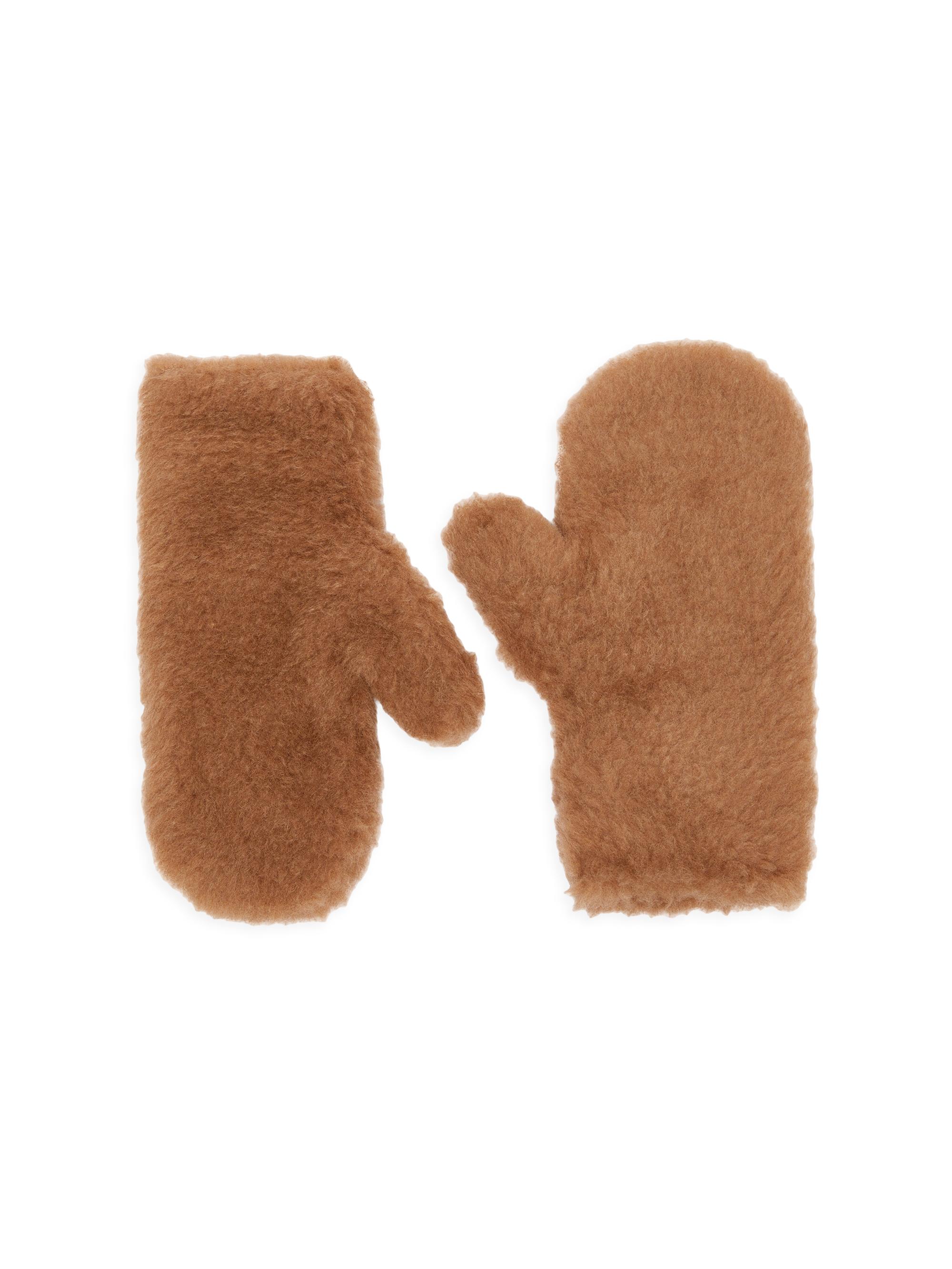 Max Mara Women's Teddy Fabric Mittens - Camel