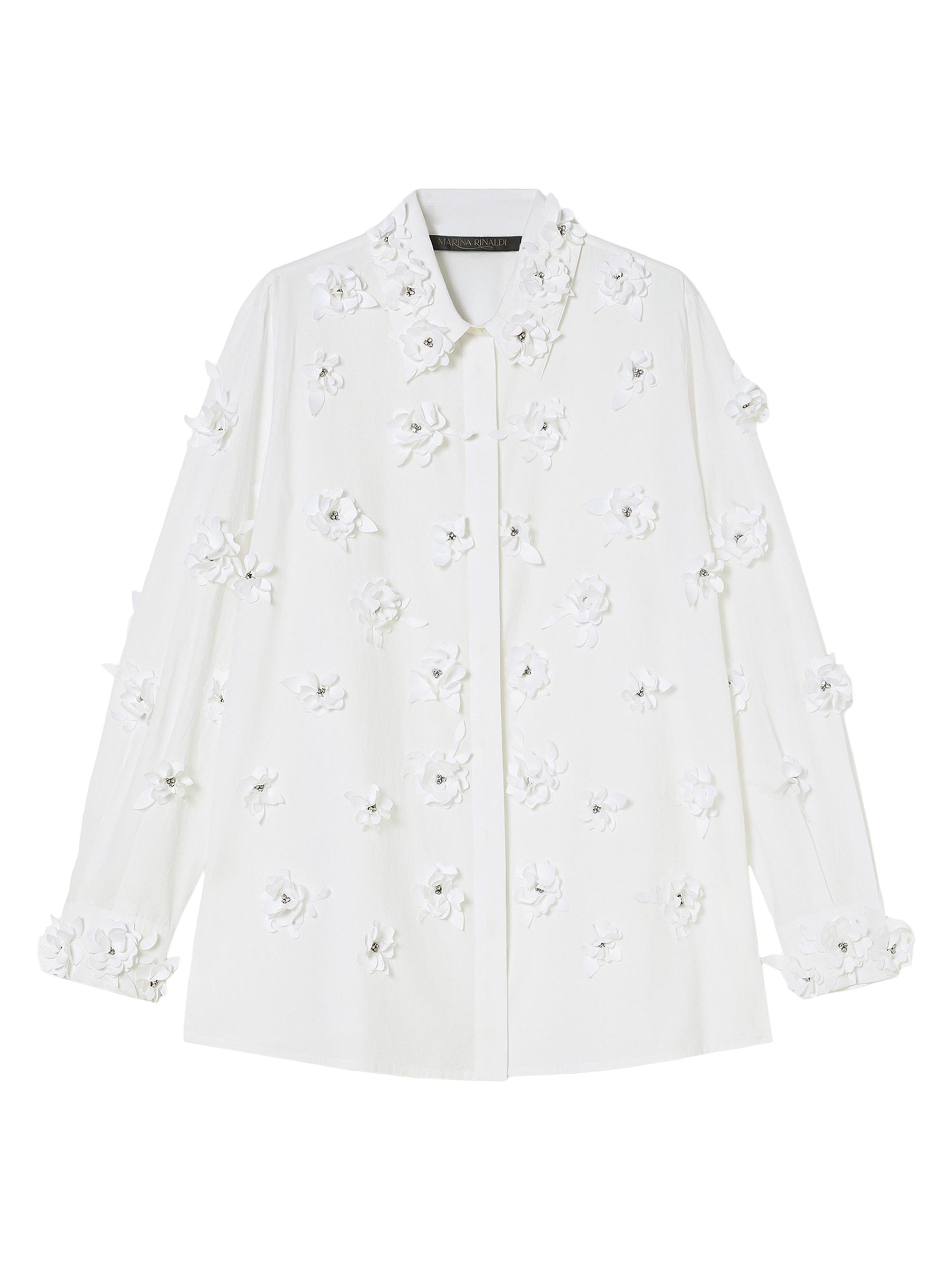 Marina Rinaldi Women's Poplin Shirt with Embroidery - Optical White