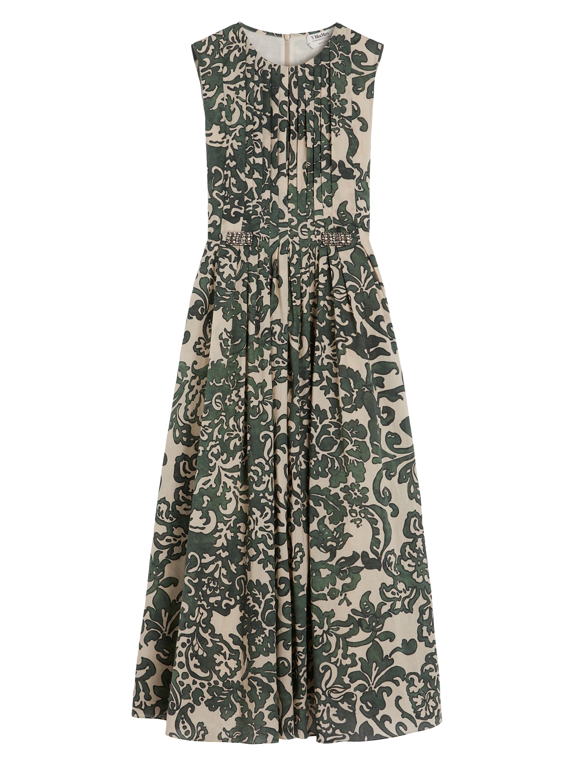 Max Mara Women's Printed Cotton Voile Dress - Kaki Arabesque