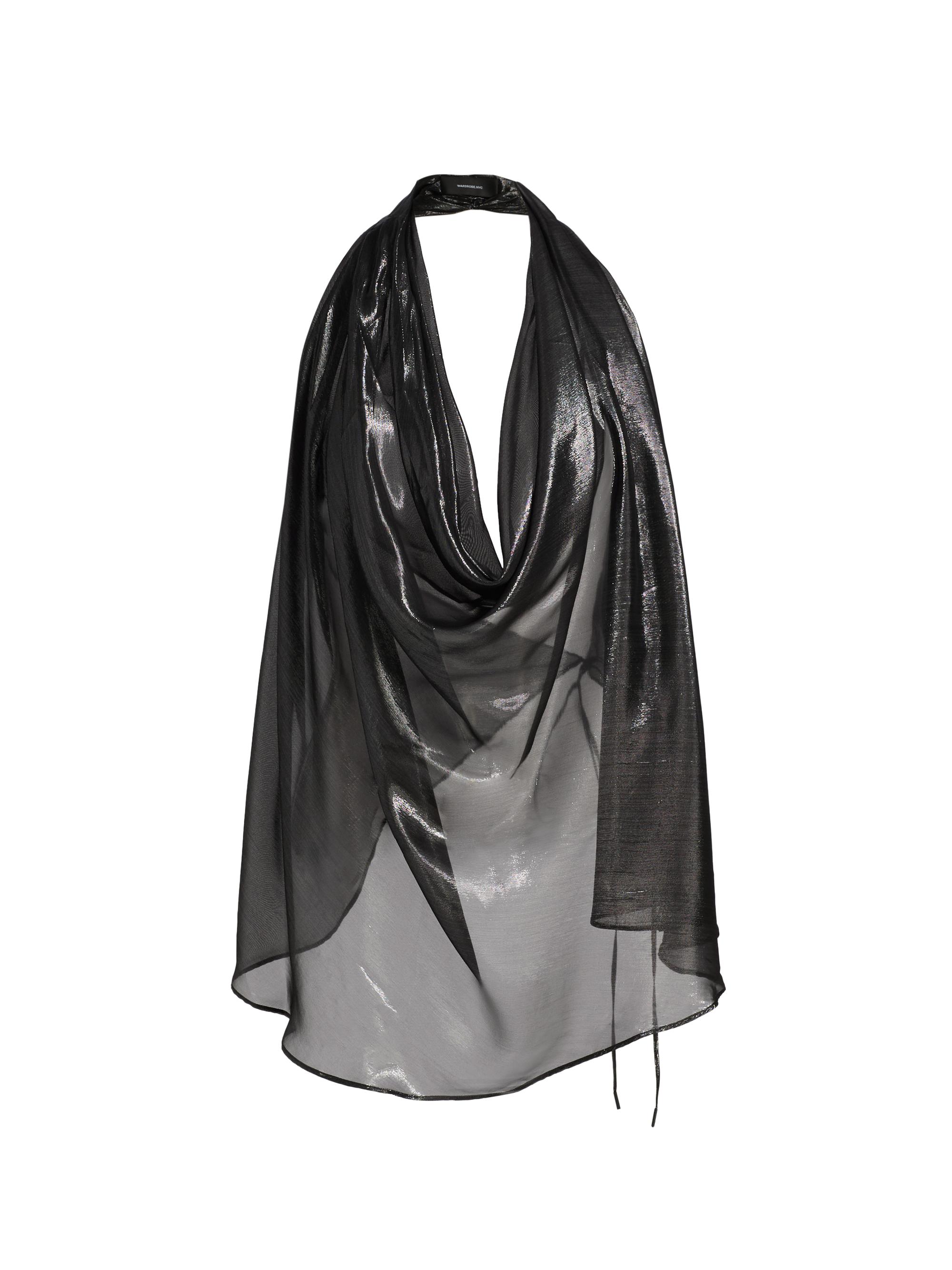 WARDROBE.NYC Women's Metallic Halter Blouse - Black