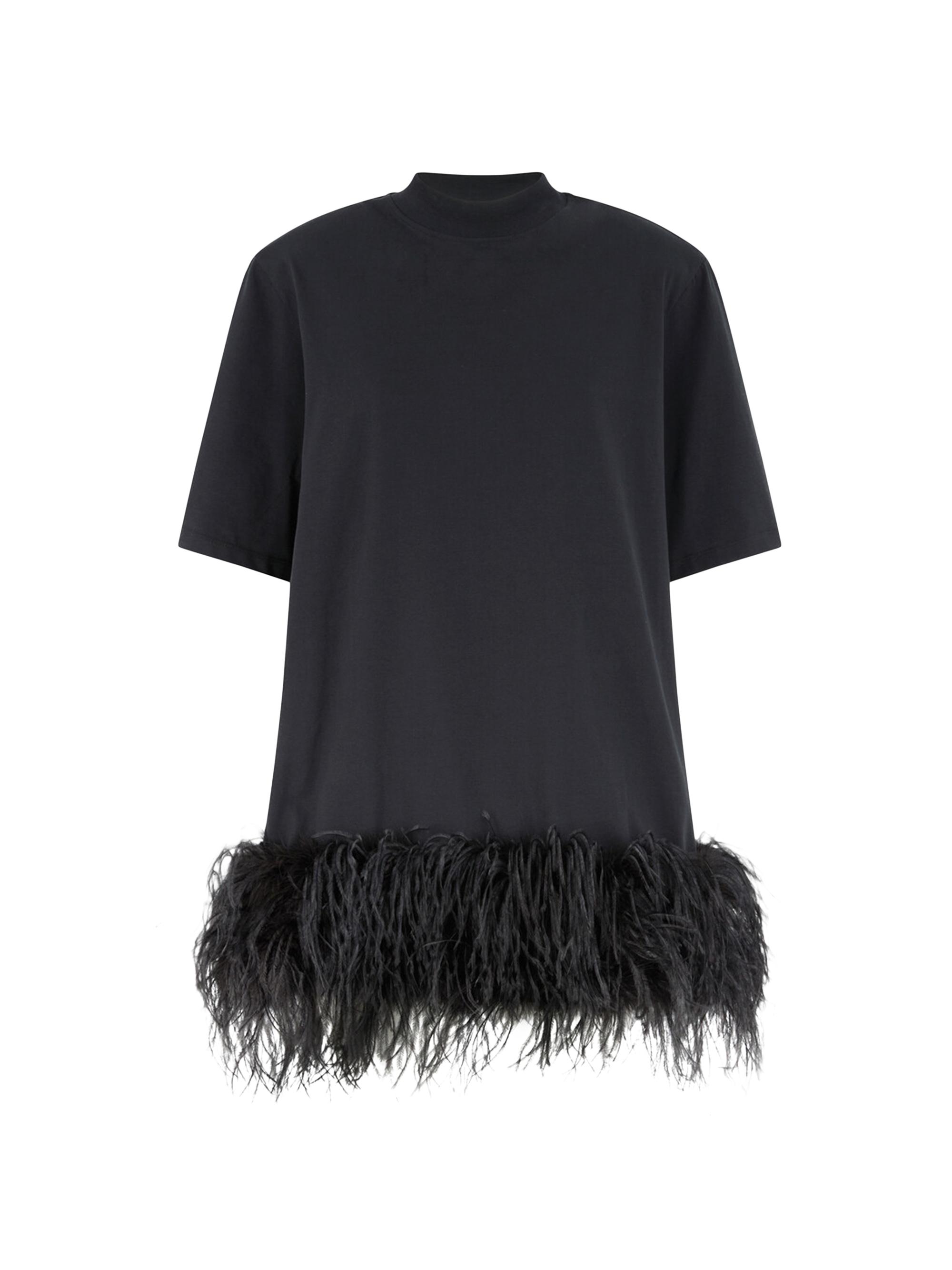 The Attico Women's Feather-Hem Cotton Minidress - Black