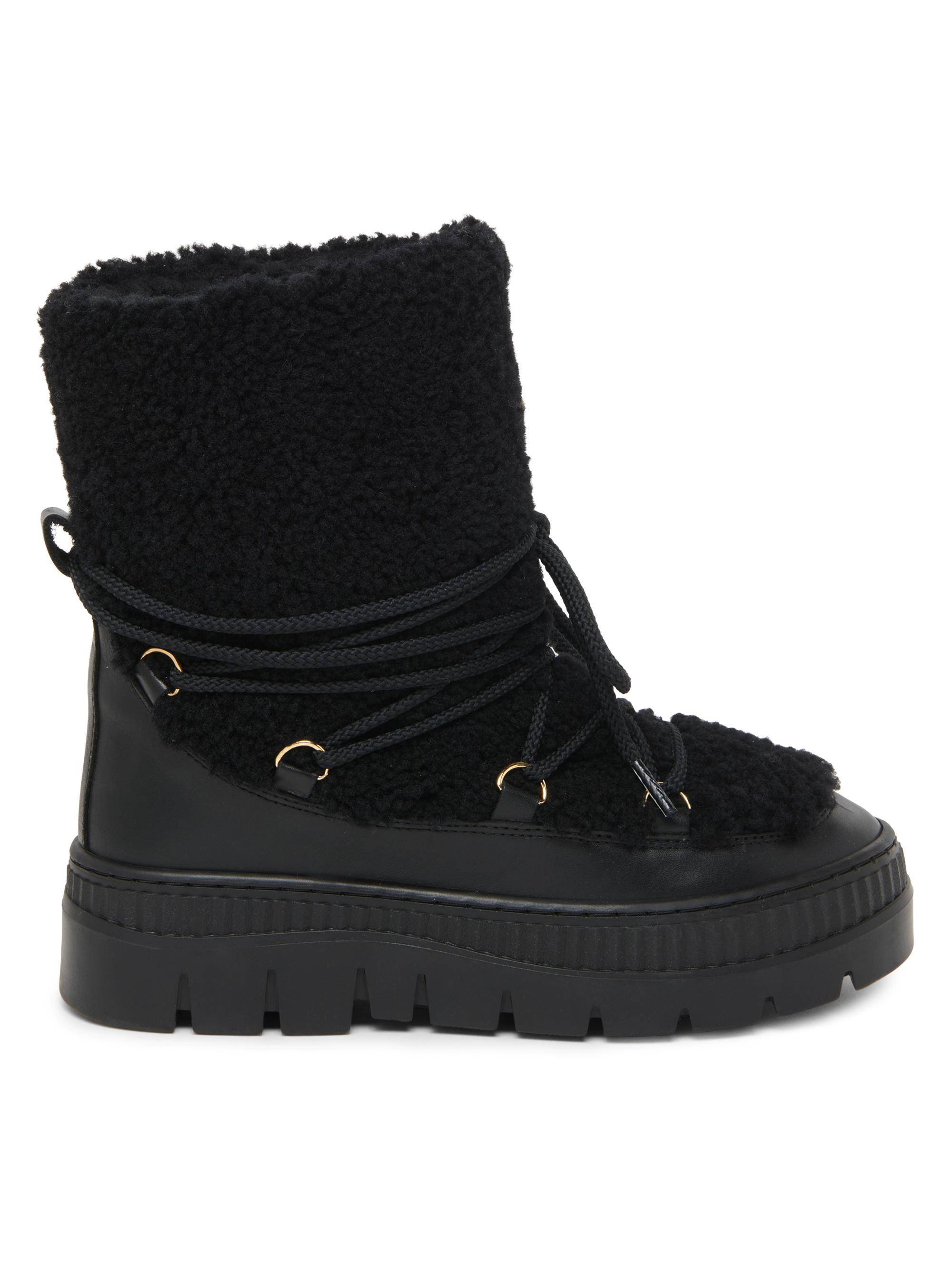 55MM Shearling-Trimmed Leather Ankle Boots