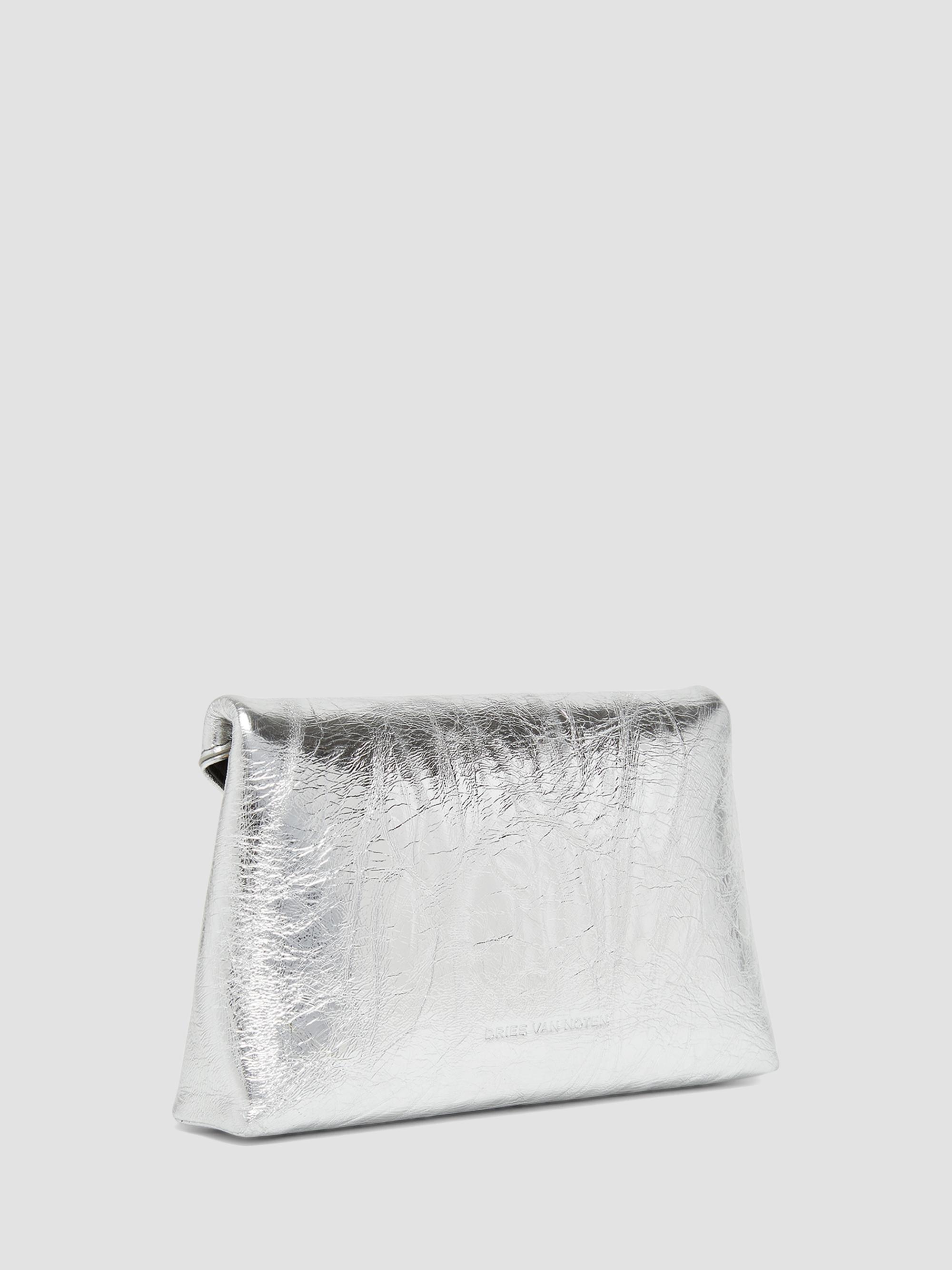 Dries Van Noten Small Crinkled-Effect Leather Envelope Clutch