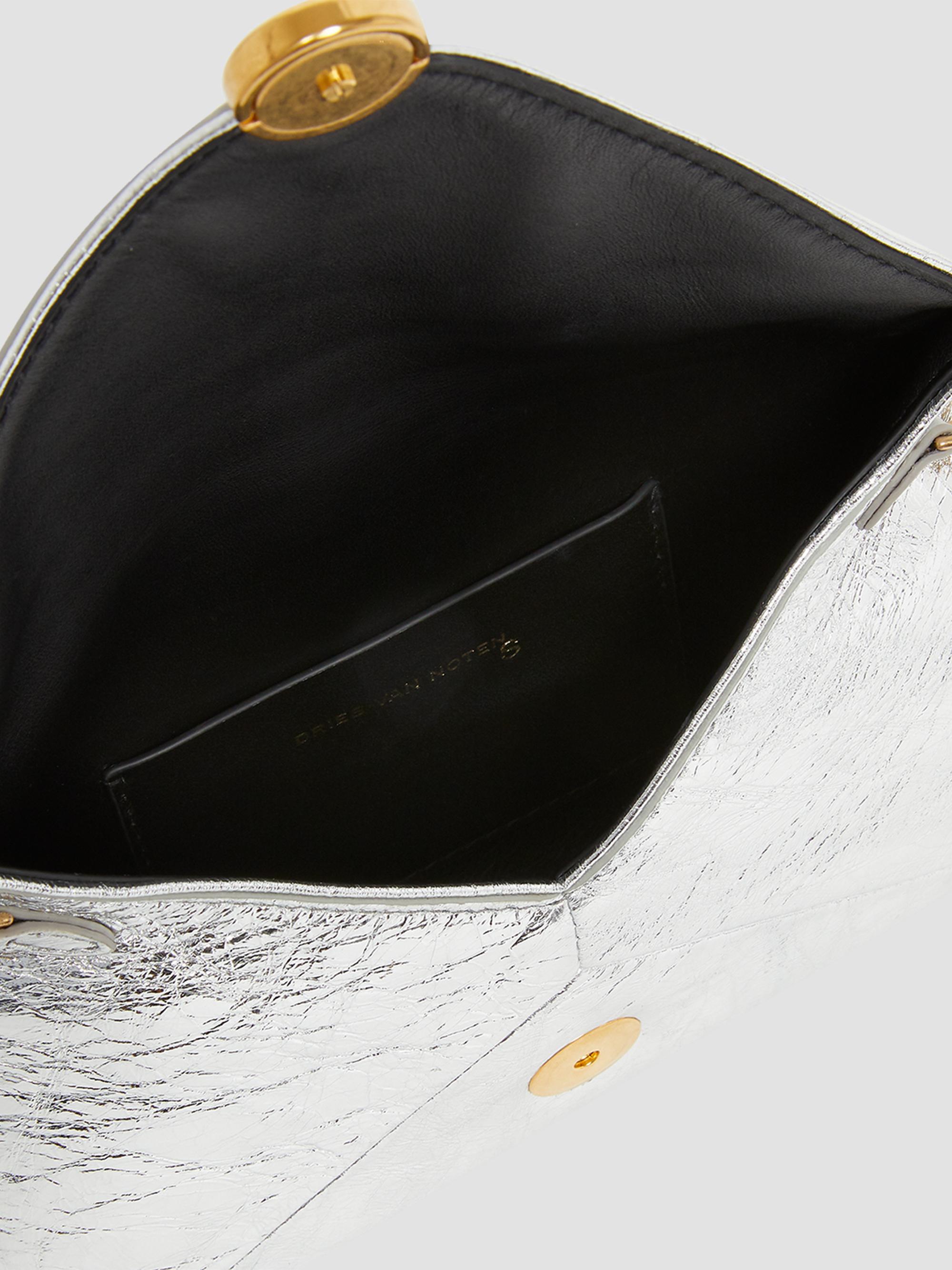 Dries Van Noten Small Crinkled-Effect Leather Envelope Clutch