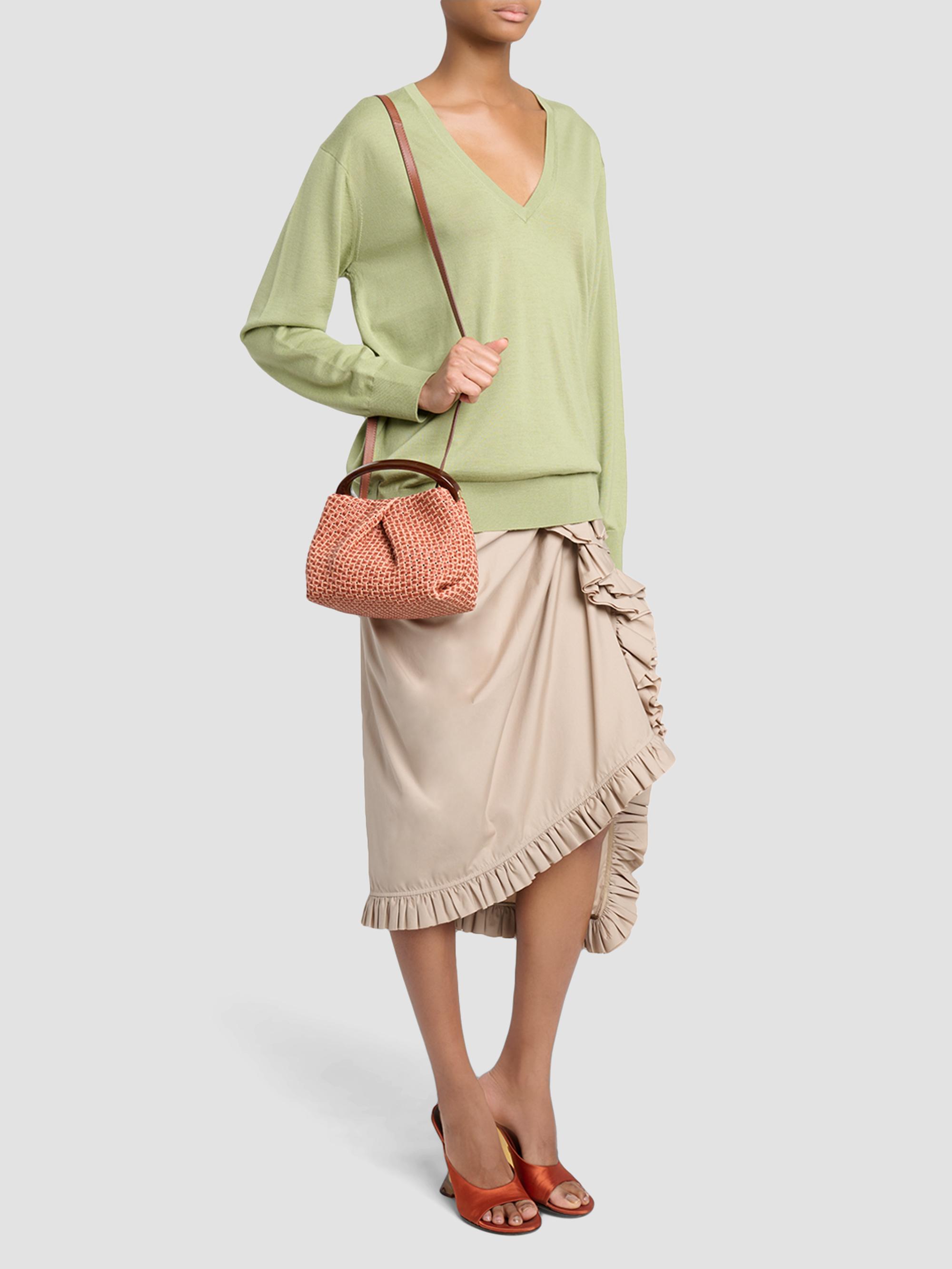 Dries Van Noten Extra Small Woven Raffia Top Handle Bag | Saks