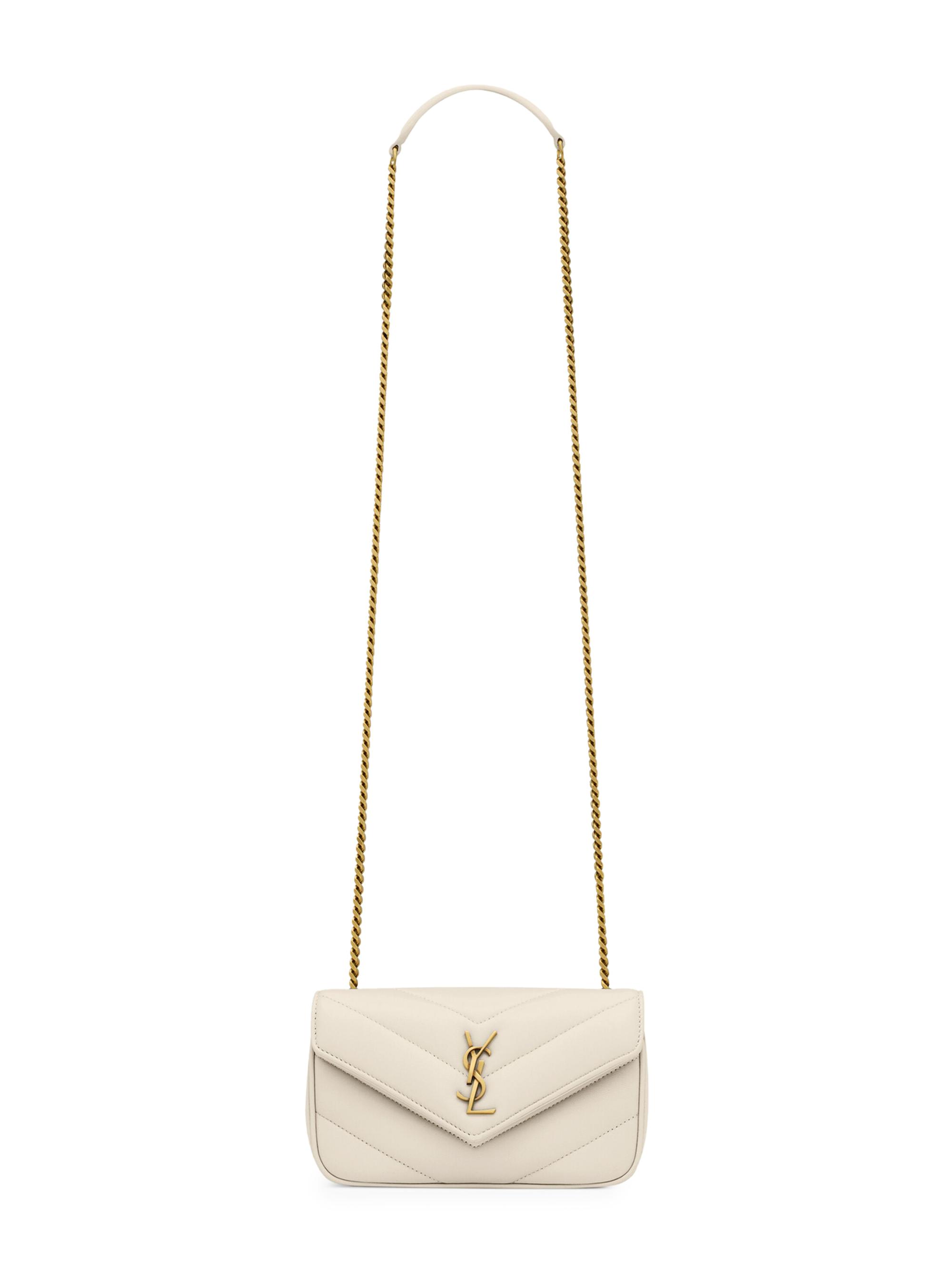 Saint Laurent Women's Loulou Mini Bag in Lambskin Leather - Blanc Vintage