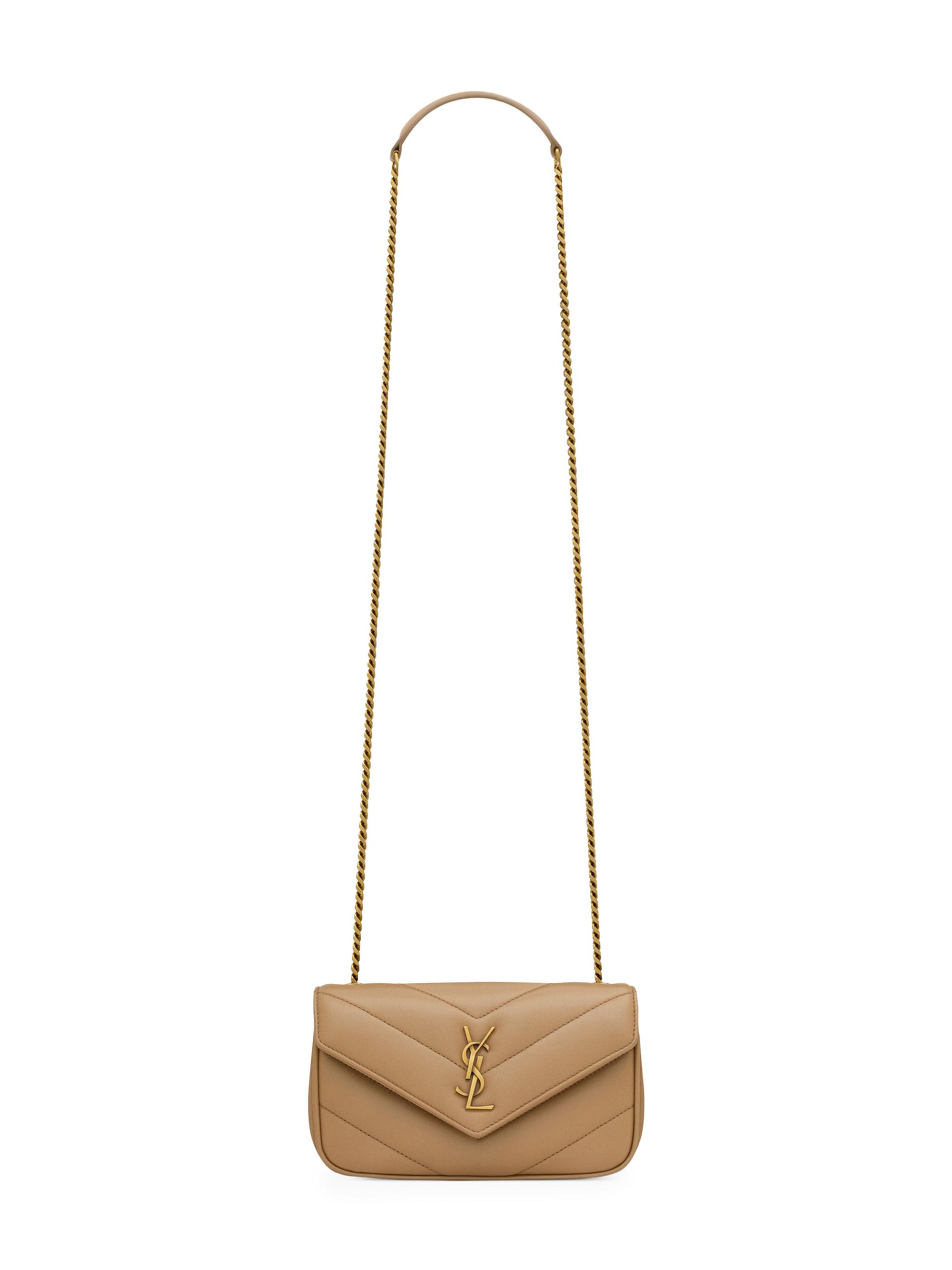 Saint Laurent Women's Loulou Mini Bag in Lambskin Leather - Natural Tan - Women's Bags