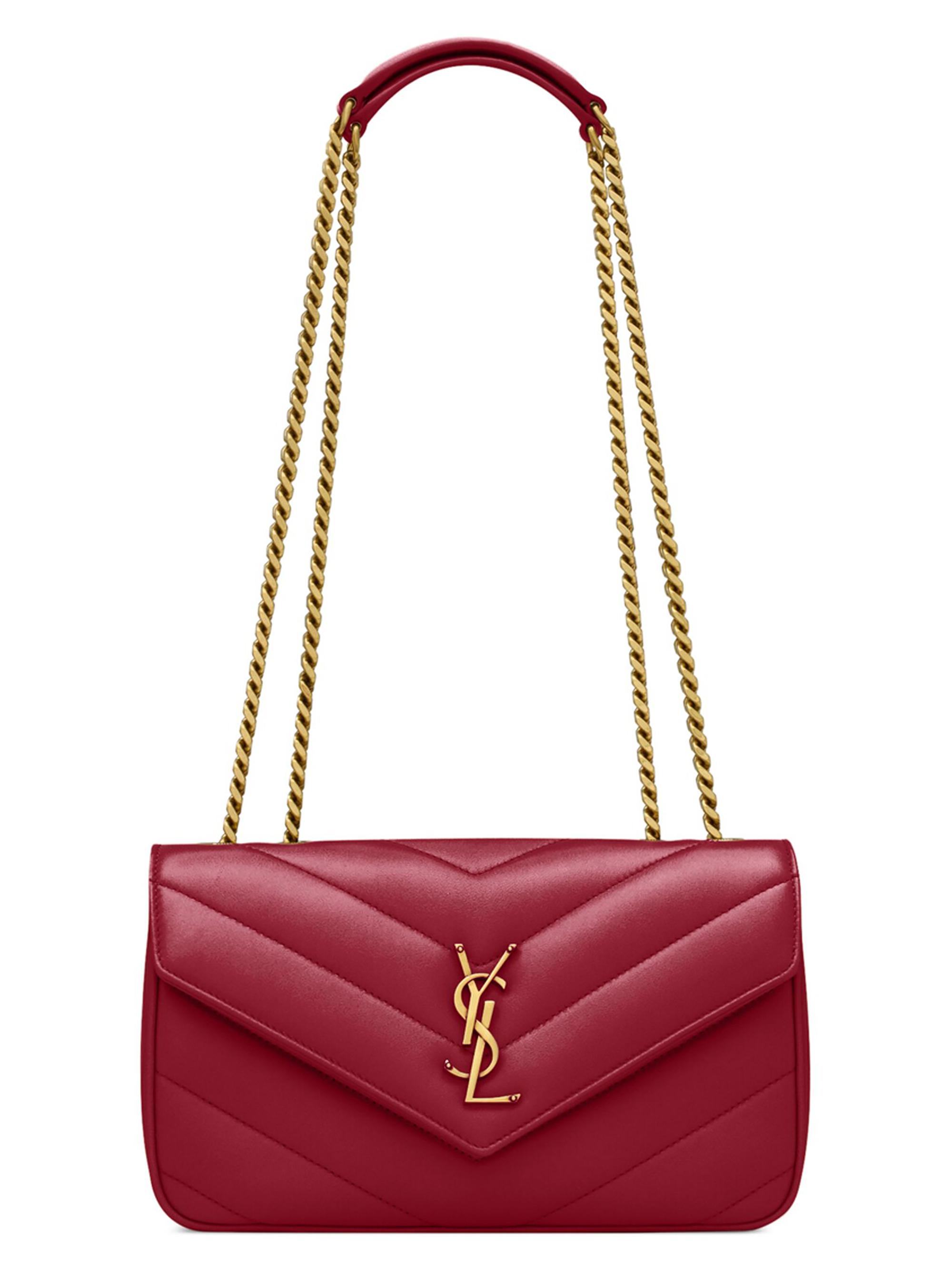 Saint Laurent Women's Loulou  Shoulder Bag in Lambskin Leather - Deeply Red | Thumbnail 7
