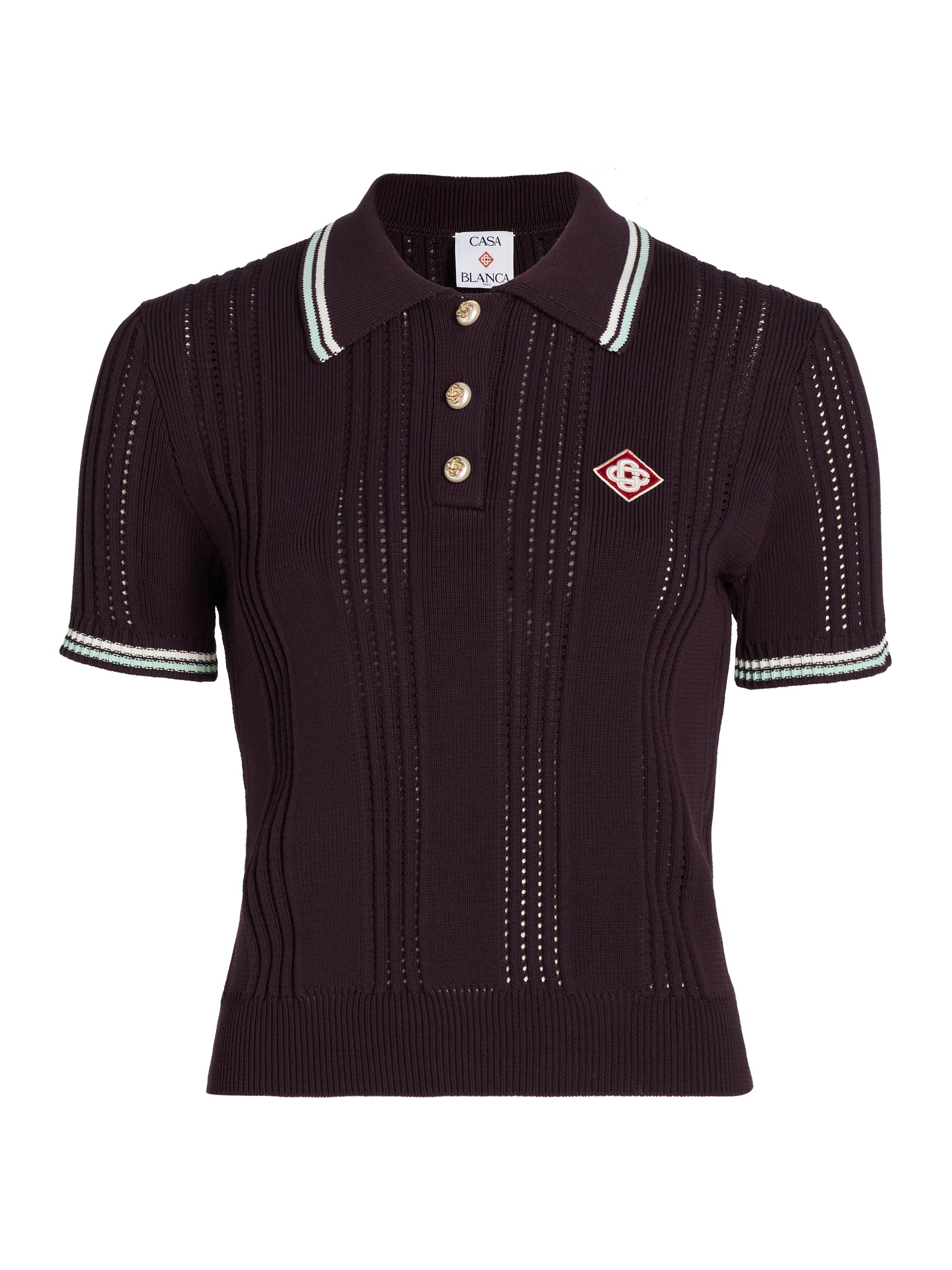 Casablanca Women's Cotton Knit Polo Shirt - Cotton Aubergine