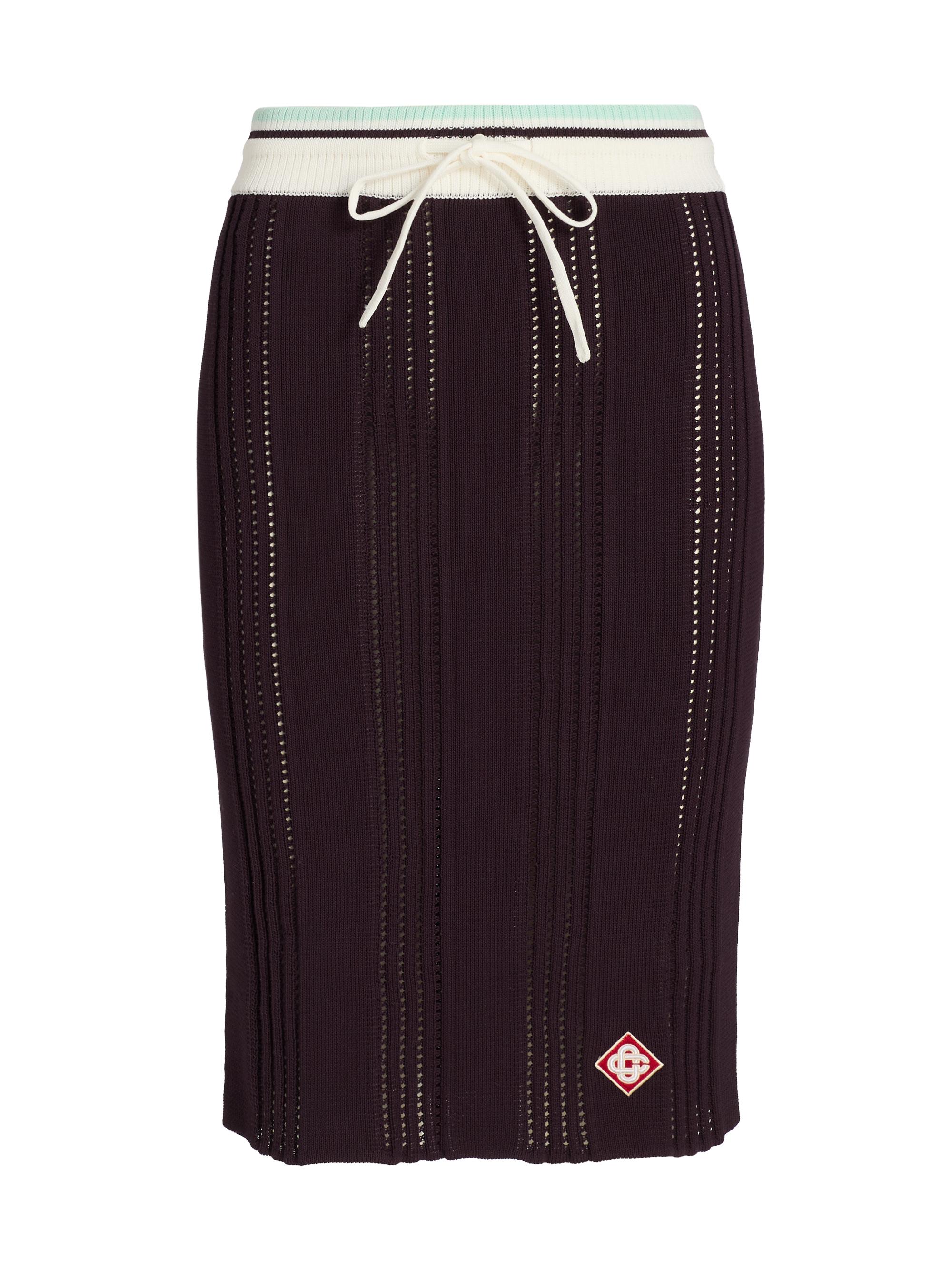 Casablanca Women's Sporty Rib-Knit Cotton Knee-Length Skirt - Cotton Aubergine