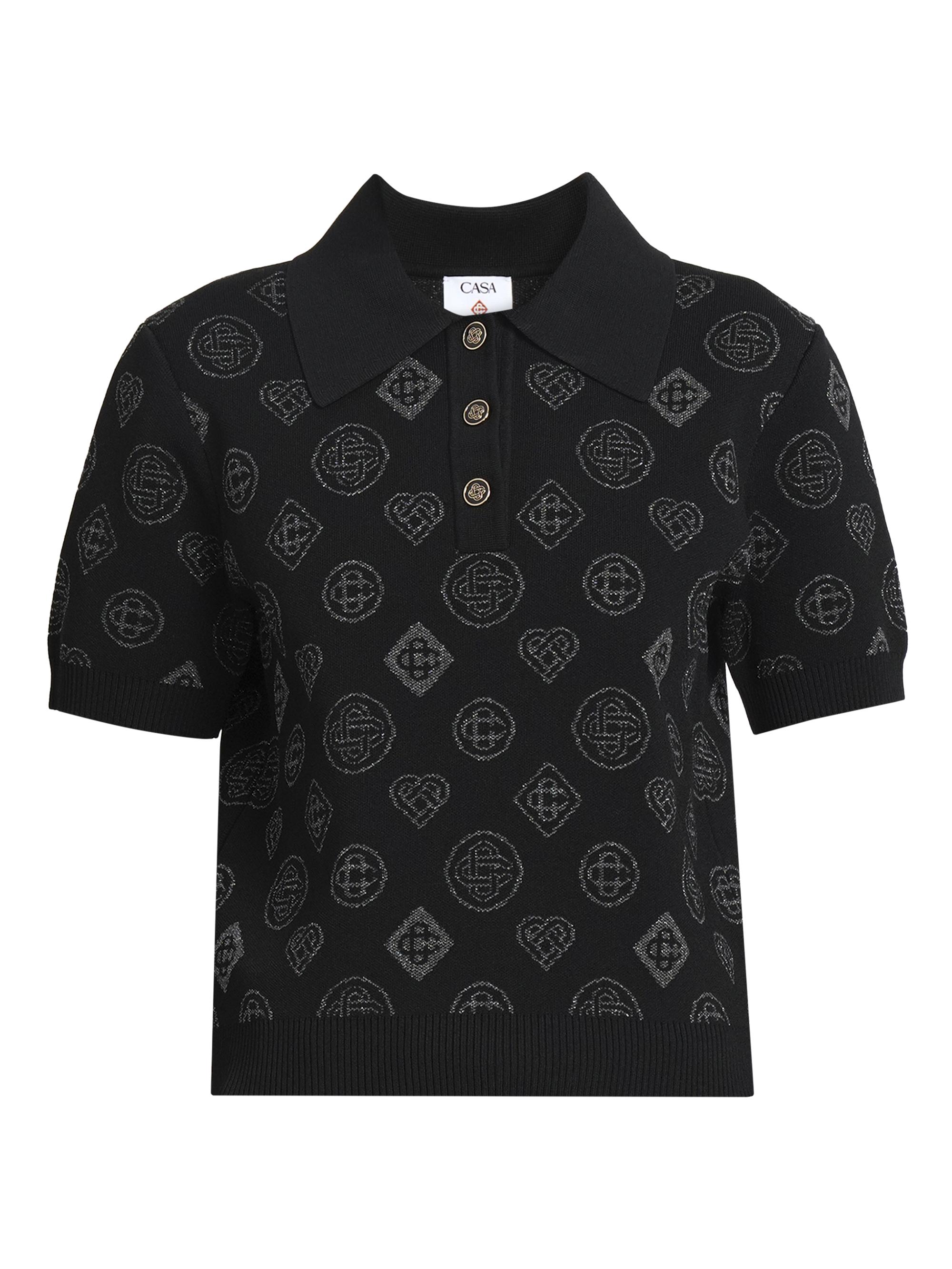 Casablanca Women's City Jacquard Knit Polo Shirt - Polyester Mix Black