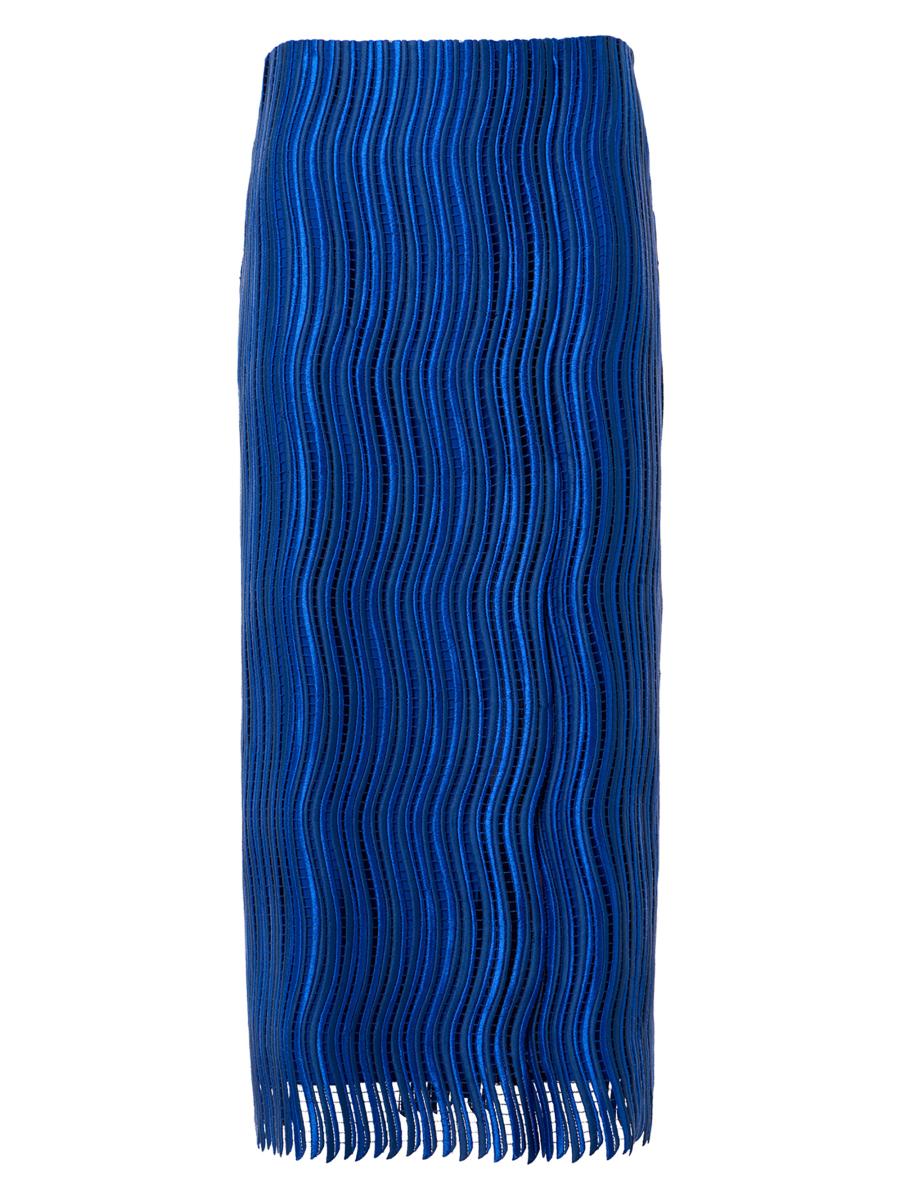 Akris Women's Wave Guipure Lace Pencil Midi-skirt In Blue