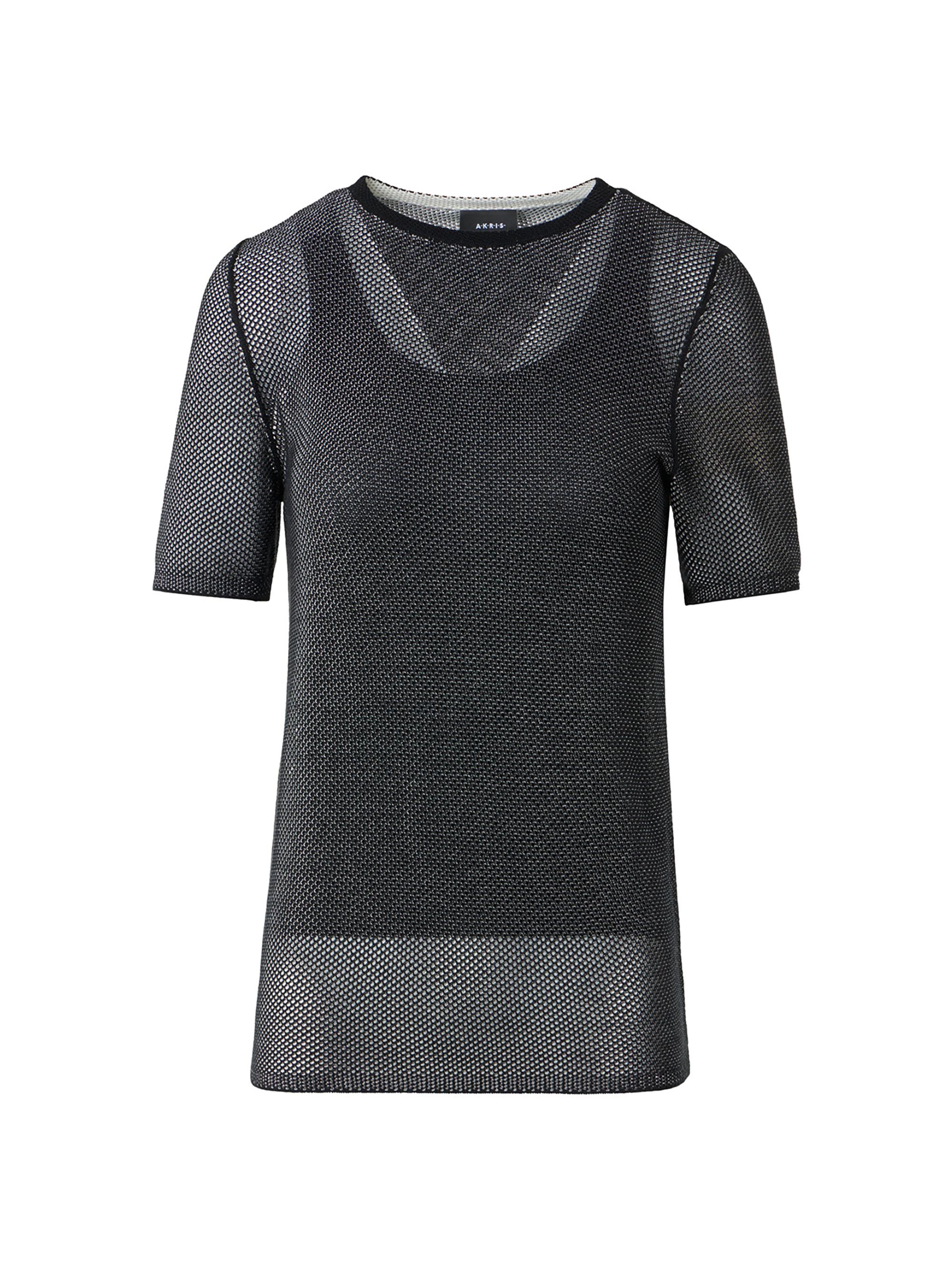 Akris Women's Silk Grid Short-SleeveTop - Black White