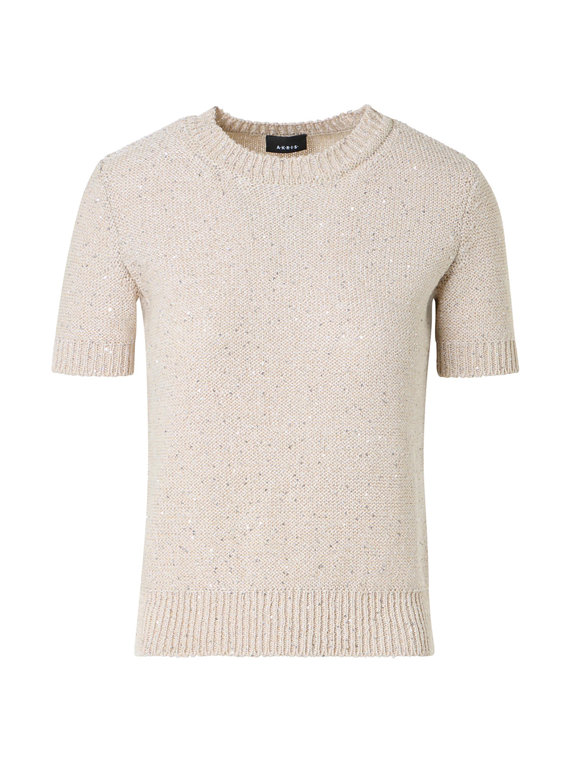 Akris Women's Sequin-Embellished Linen-Blend Knit Top - Greige