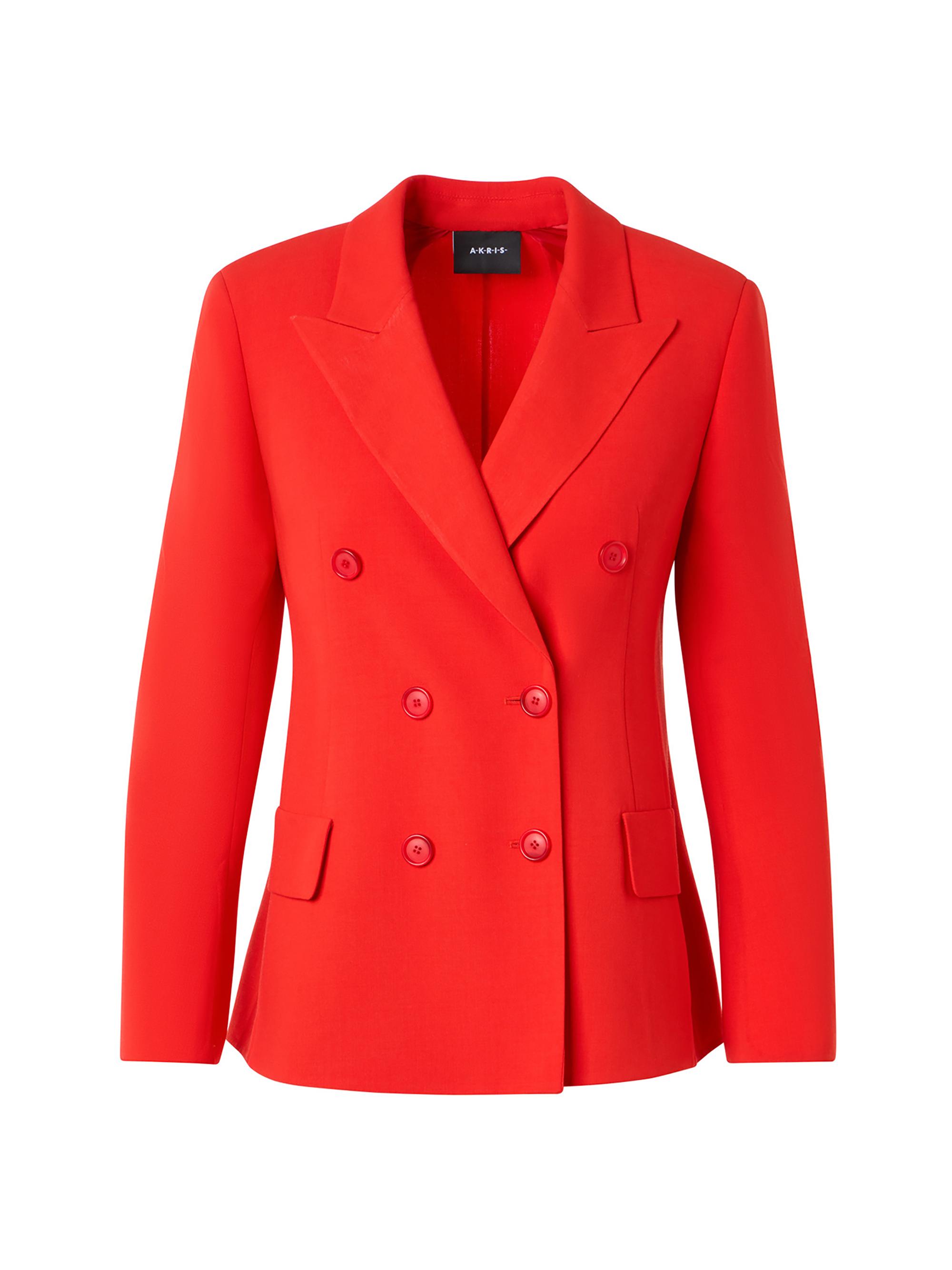 Akris Women's Azalea Double-Breasted Wool Blazer - Vermillion