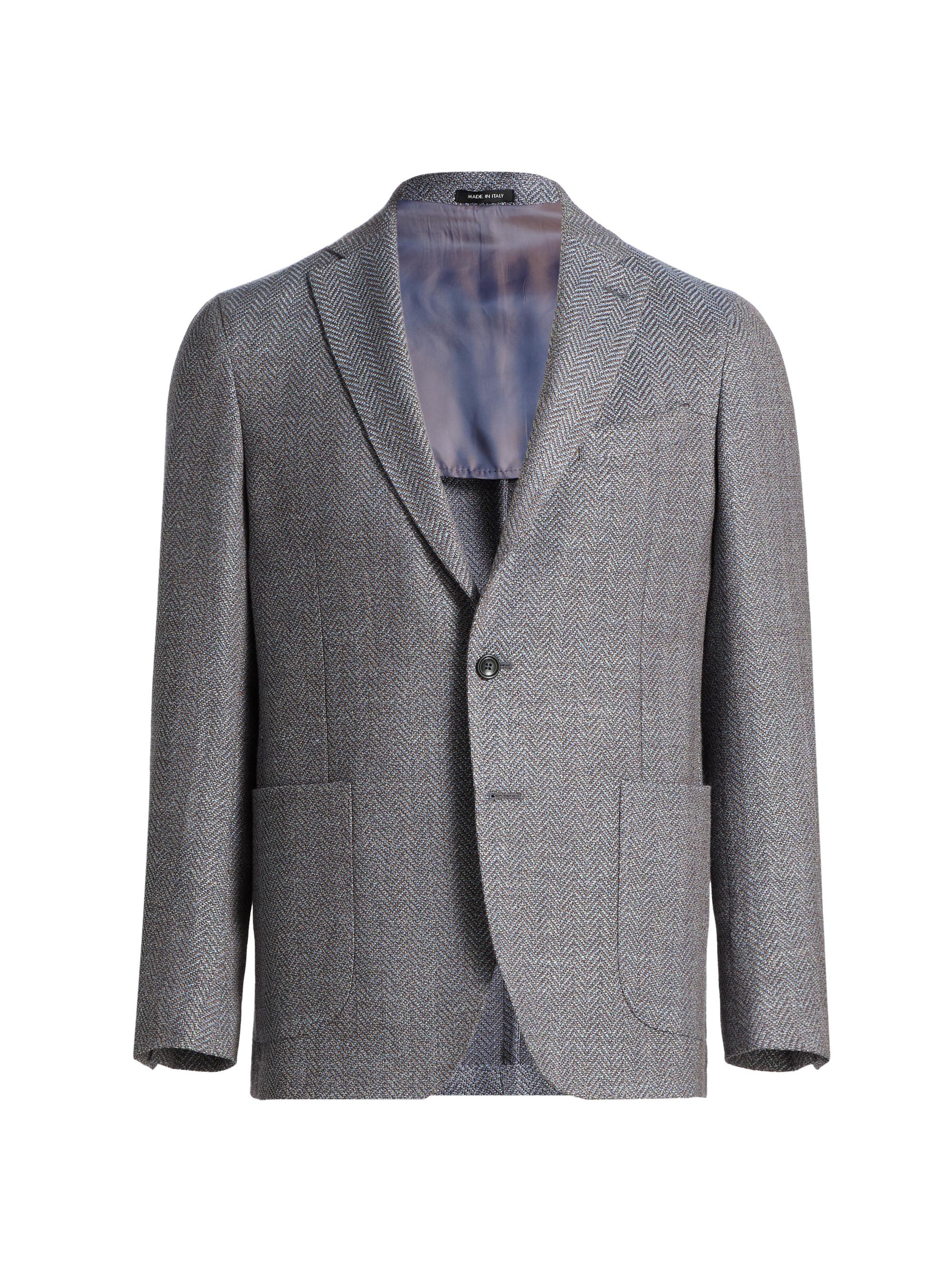 Saks Fifth Avenue Men's Herringbone Wool-Blend Sport Coat - Dark Beige Pink