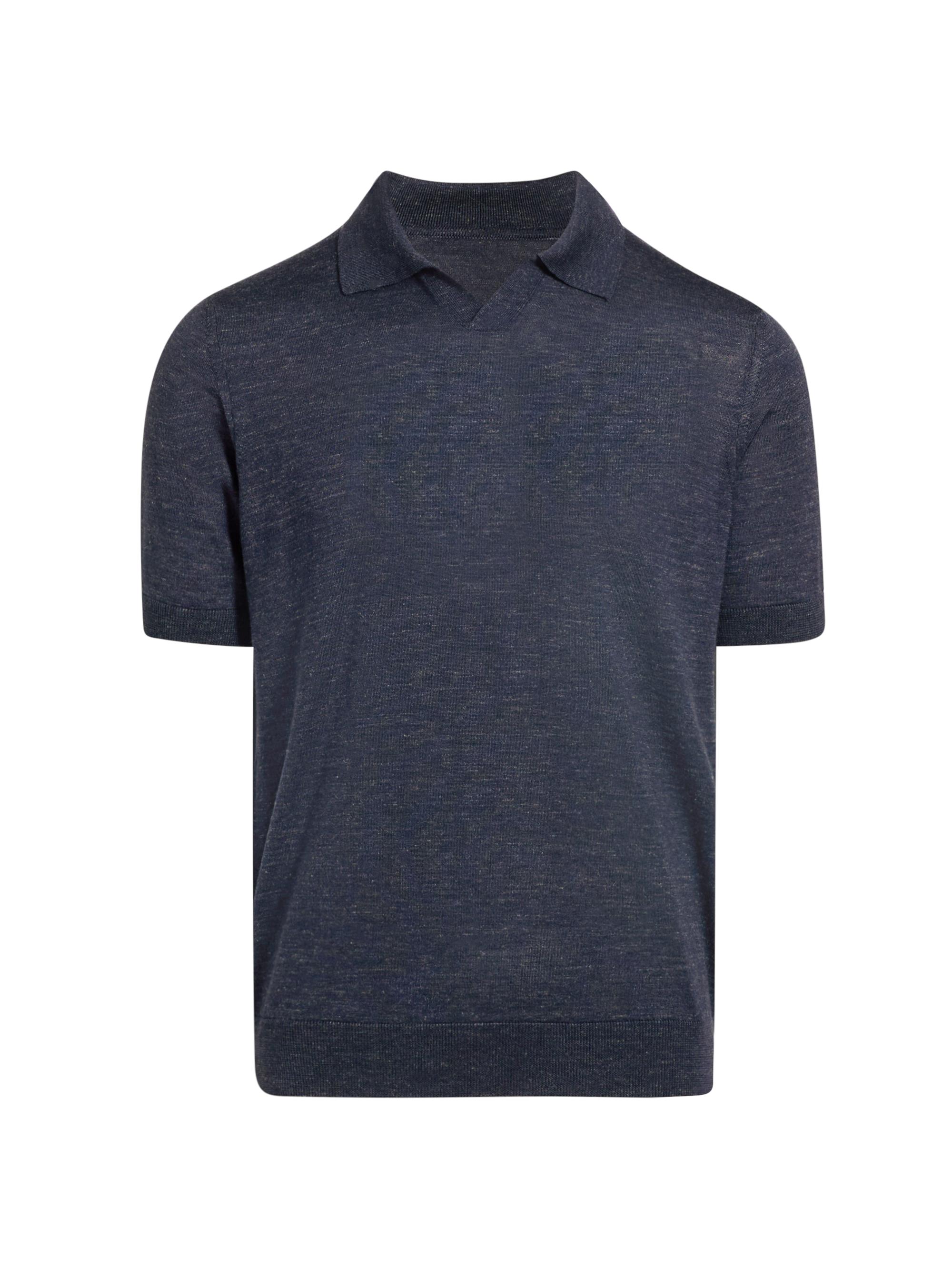 Lamar Johnny Collar Short-Sleeve Sweater