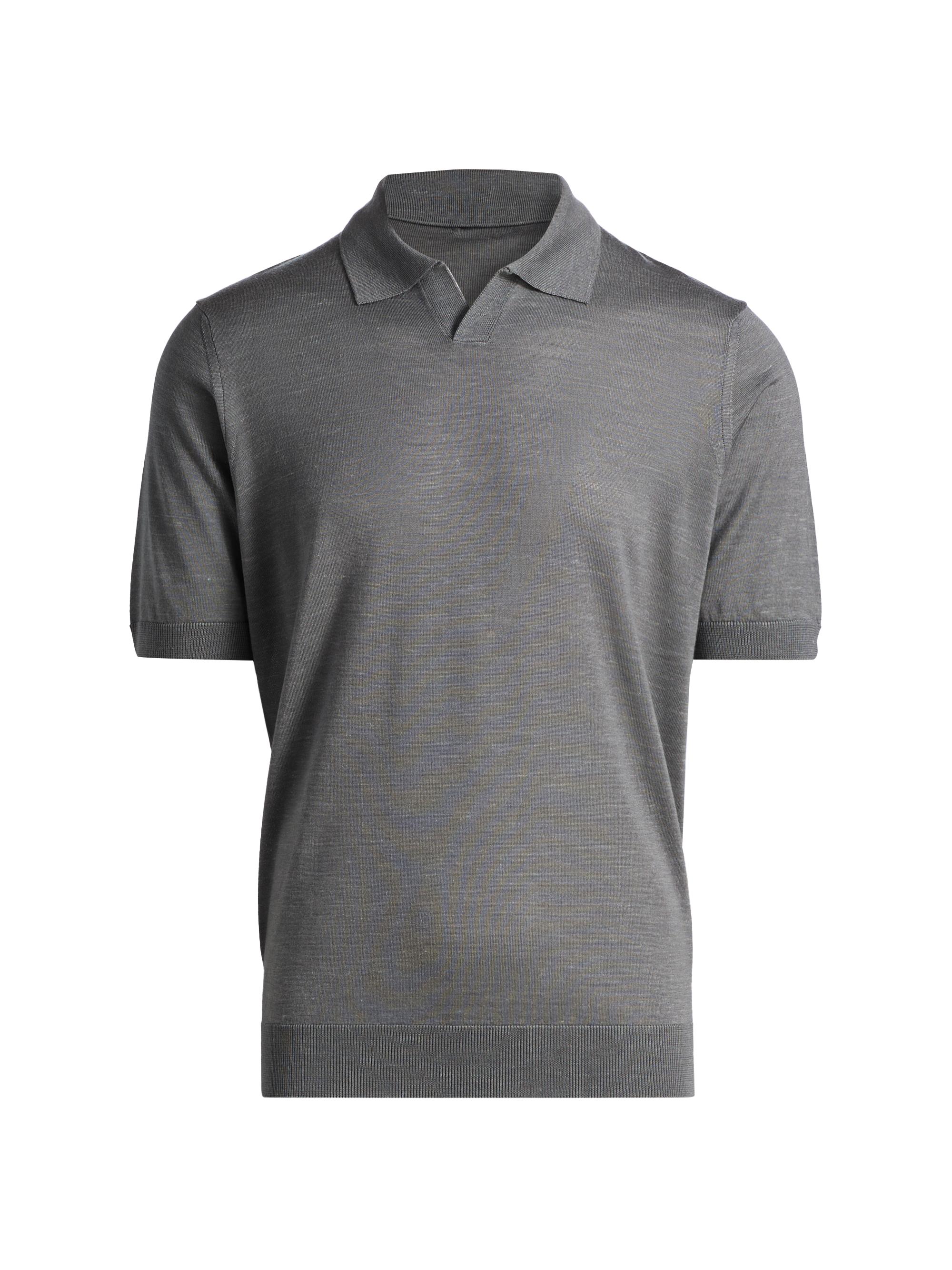 Saks Fifth Avenue Men's Lamar Johnny Collar Short-Sleeve Sweater - Grey