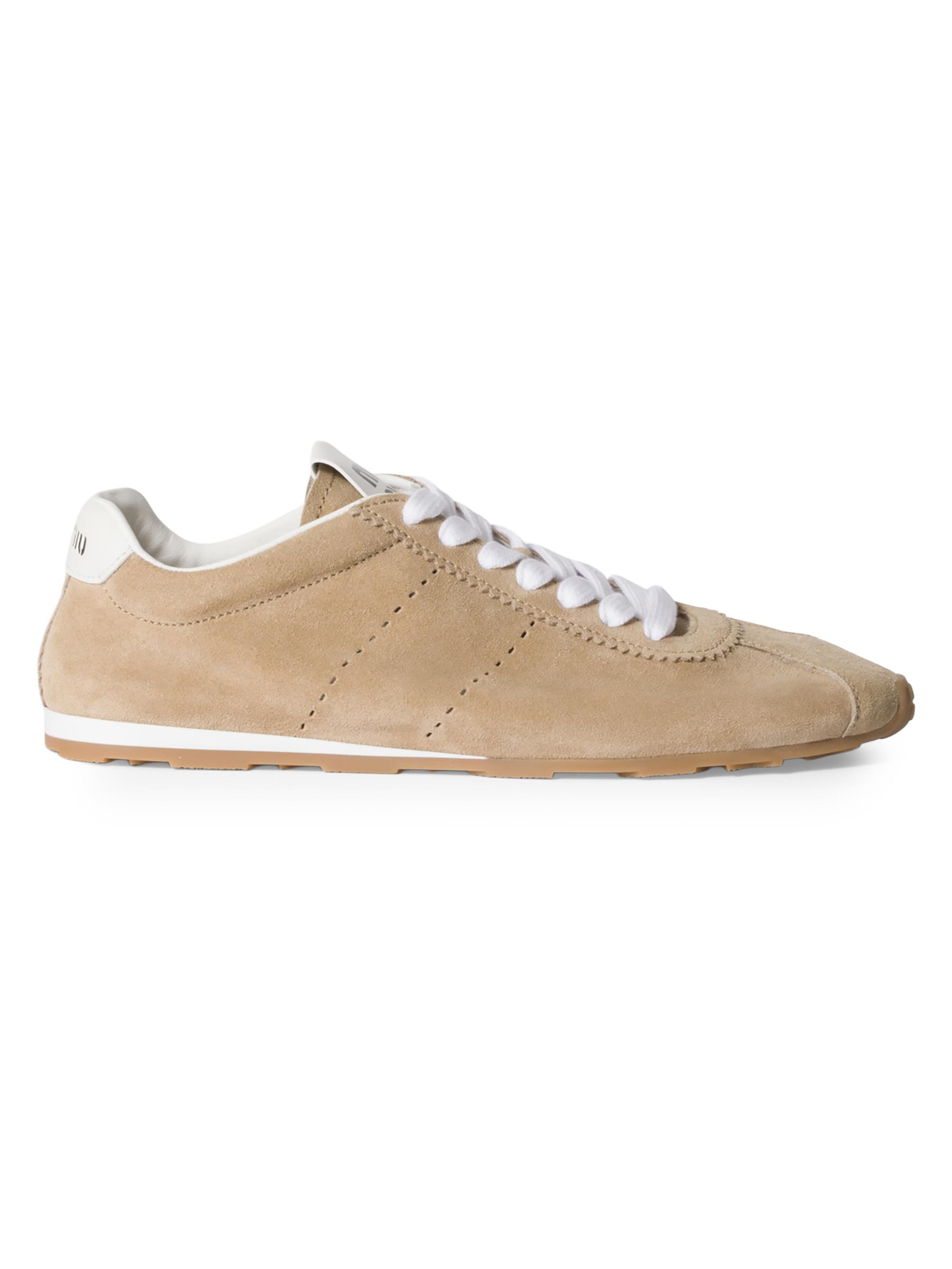Miu Miu Women's Plume Suede Sneakers - Beige