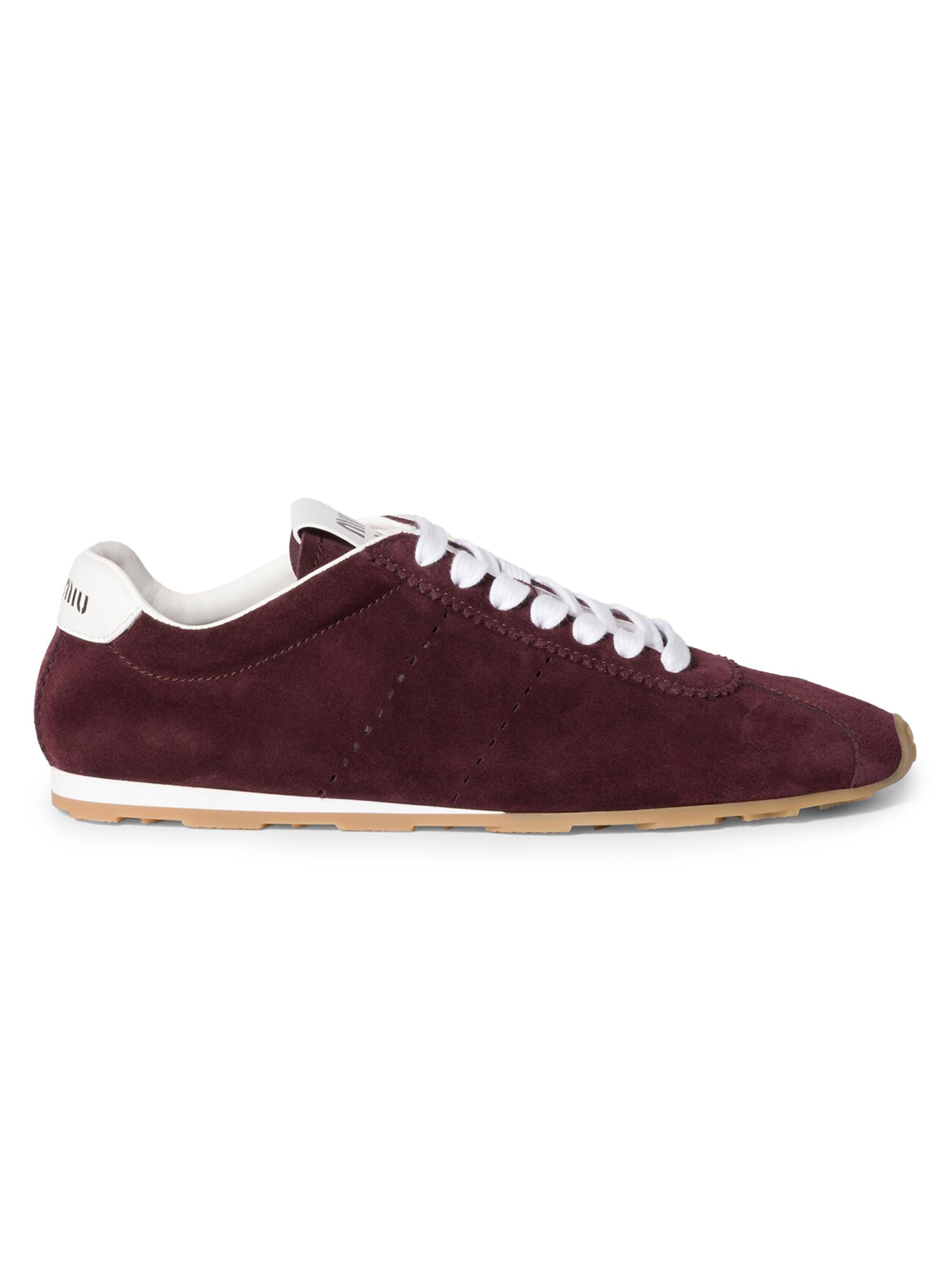 Miu Miu Women's Plume Suede Sneakers - Dark Red