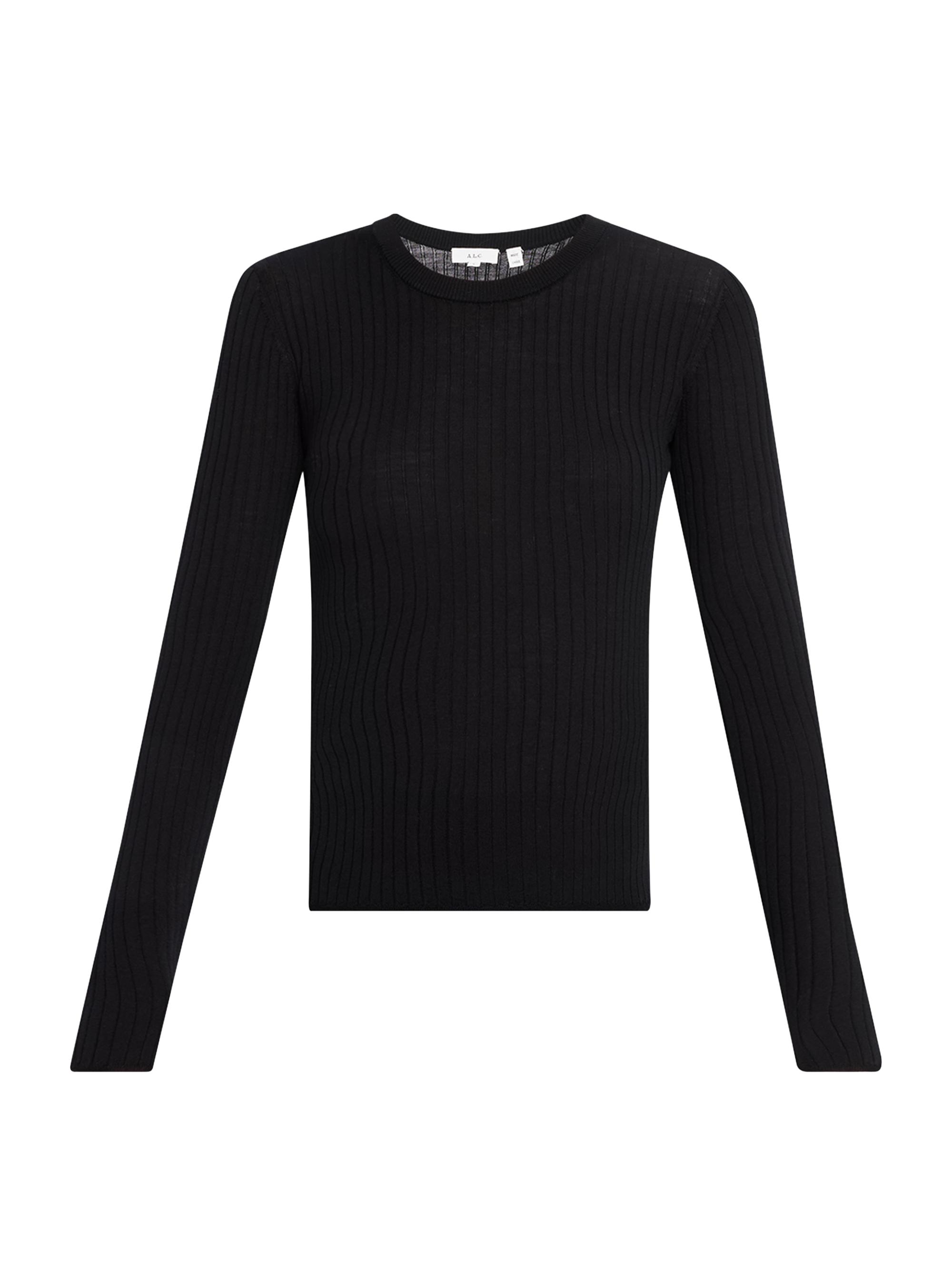 A.L.C. Women's Kyle Ribbed Wool Slim-Fit Top - Black