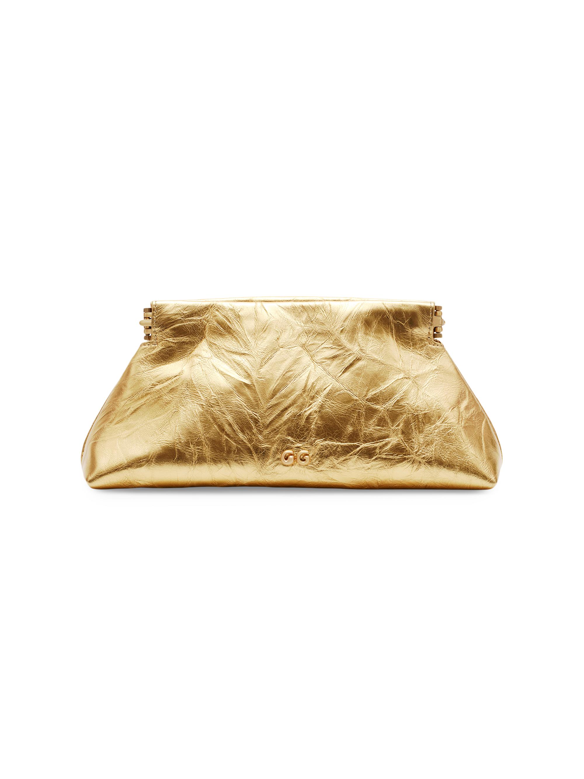 Cult Gaia Women's Mini Lillia Crinkled Metallic Leather Clutch - Brass