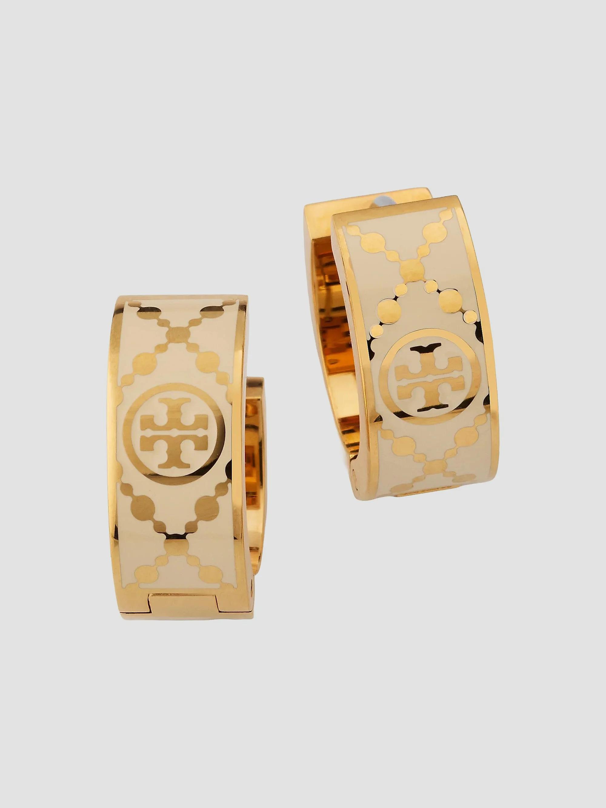 Small Icon T Monogram Hoop Earrings