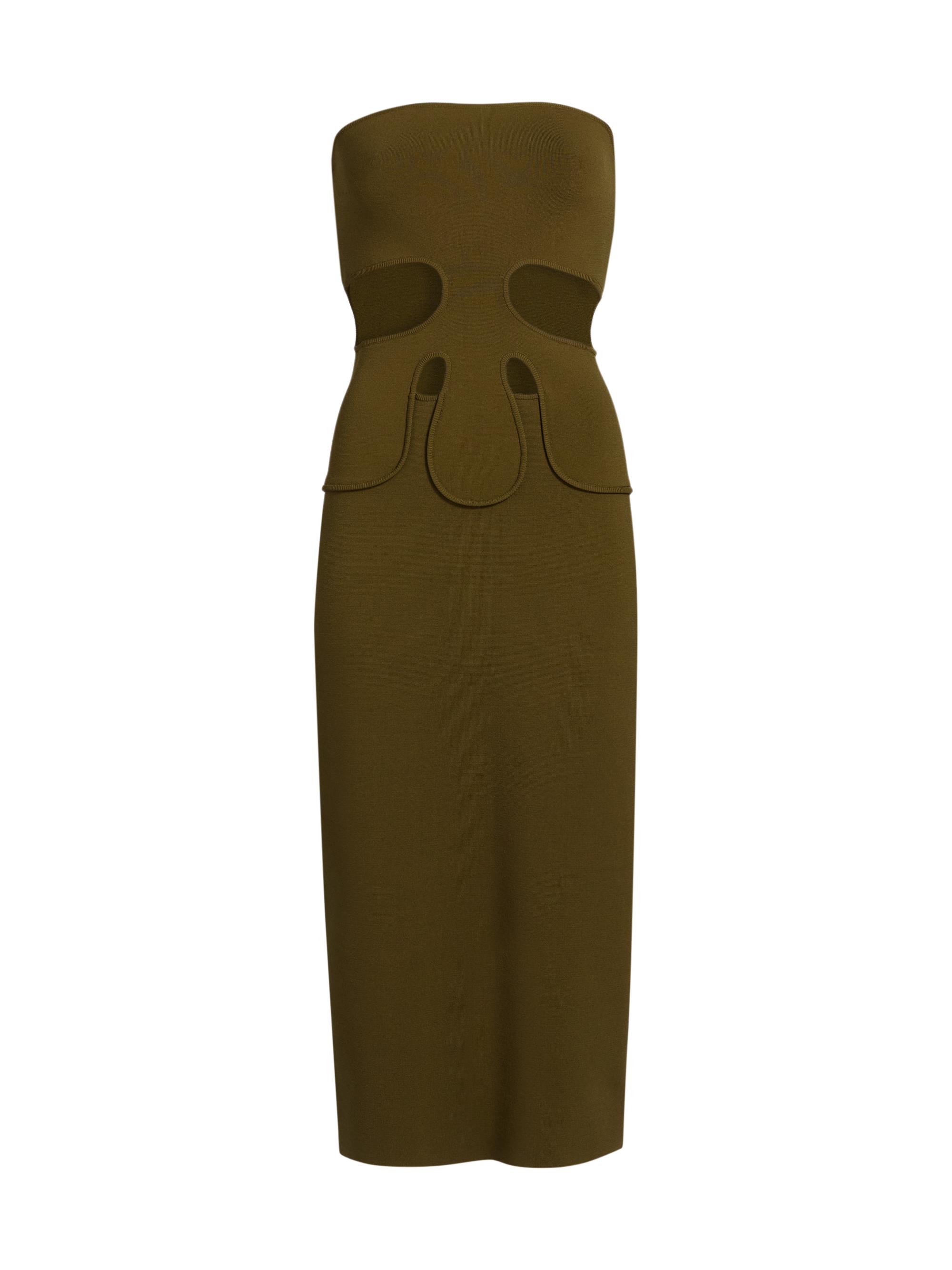 Brunelo Cut-Out Strapless Sheath Dress