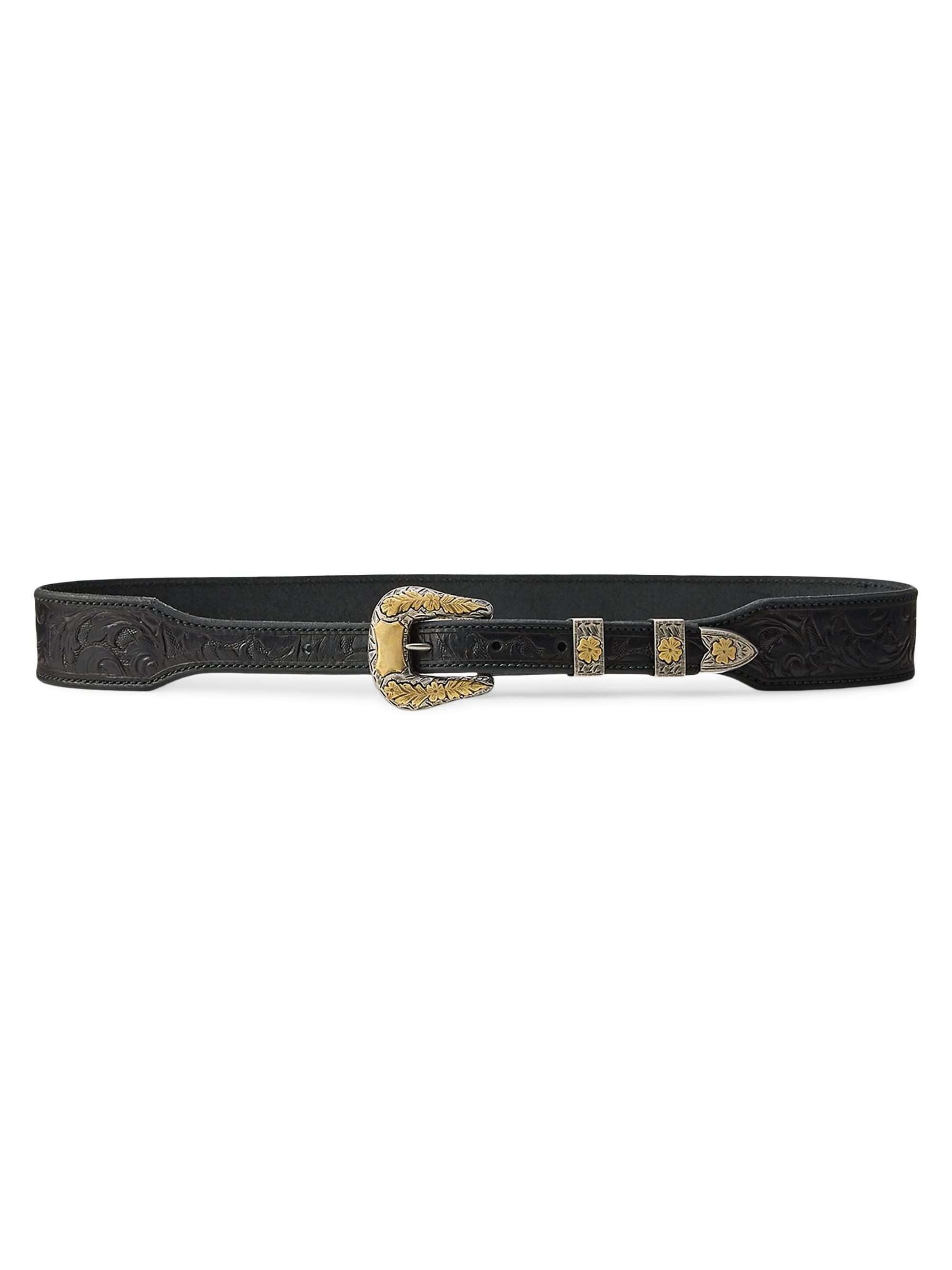 Ralph Lauren Collection Women's Tooled Leather Belt - Black