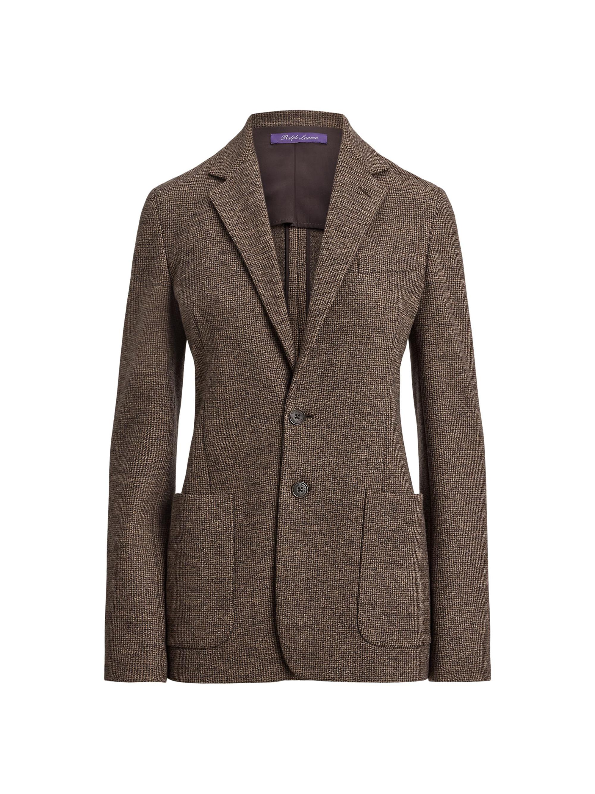 Ralph Lauren Collection Women's Hailey Tick-Weave Wool Blazer - Dark Brown Camel