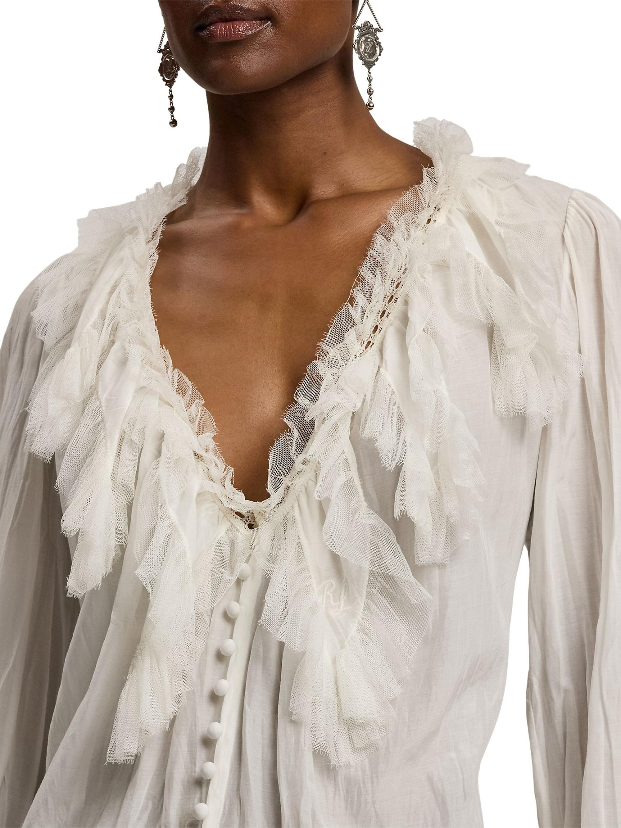 Ralph Lauren Collection Kensley Cotton-Silk Voile Blouse | Saks