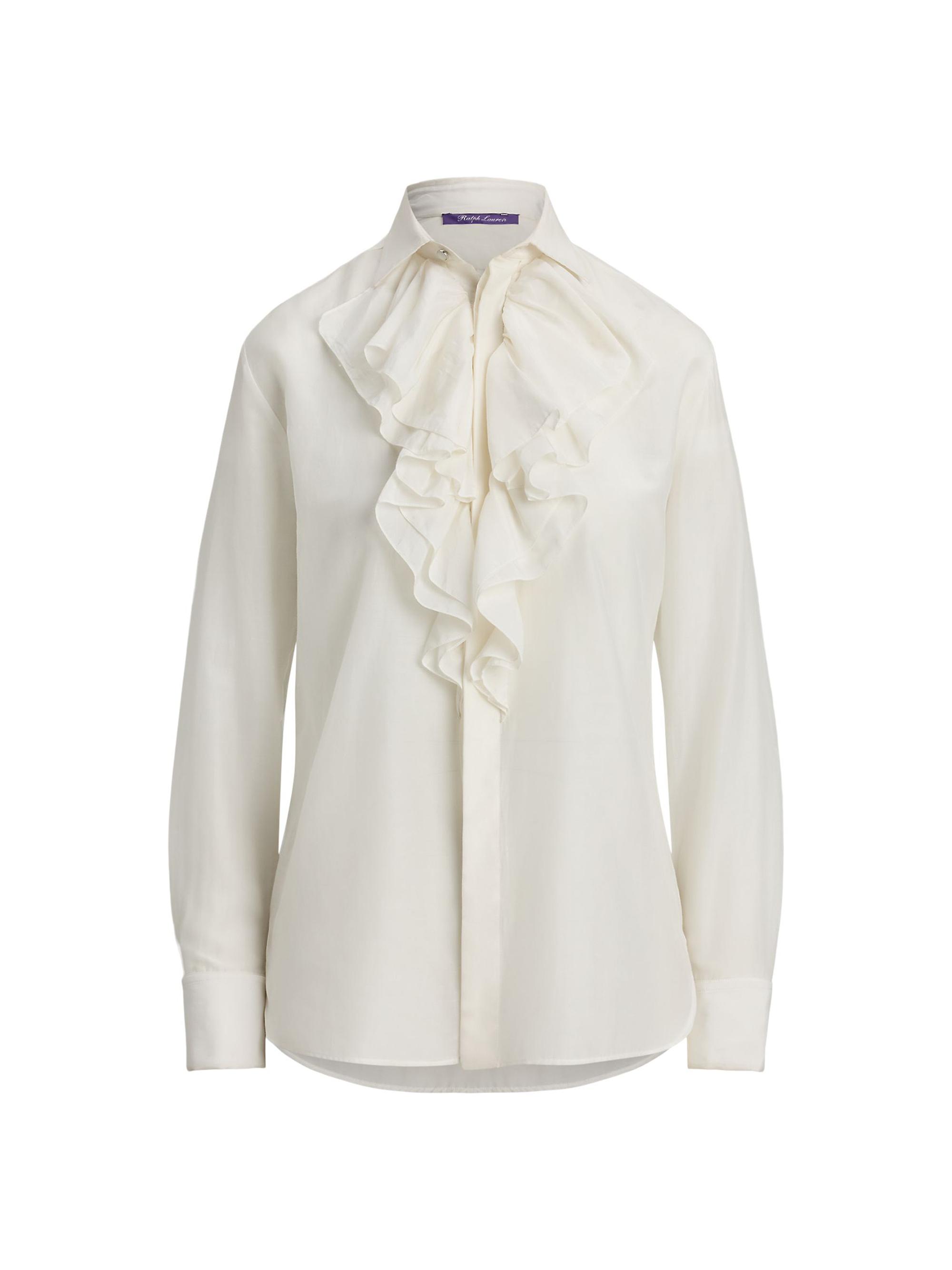 Ralph Lauren Collection Women's Brittani Ruffled Cotton-Silk Voile Shirt - Cream