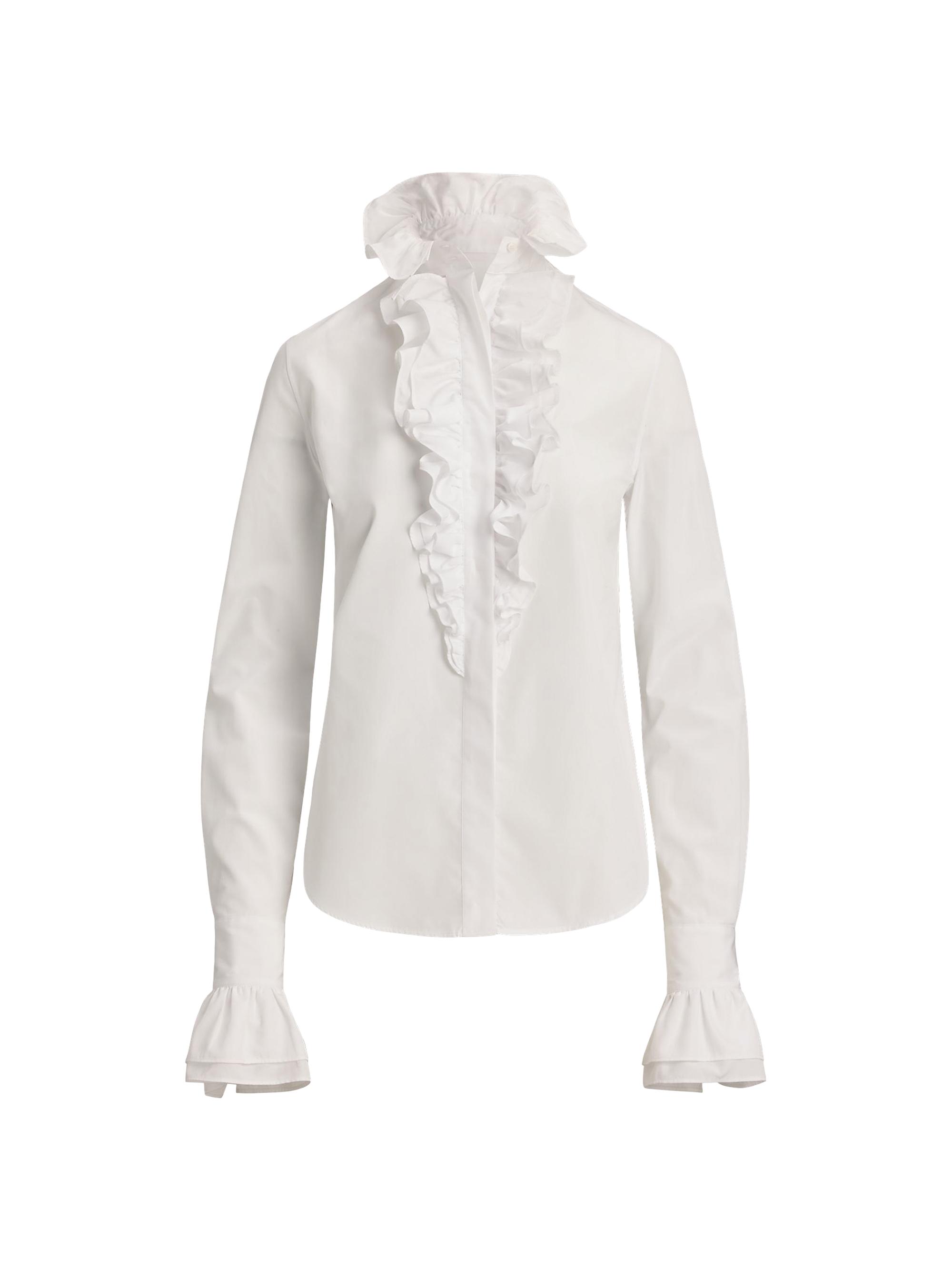 Ralph Lauren Collection Women's Dolley Ruffled Cotton Shirt - White