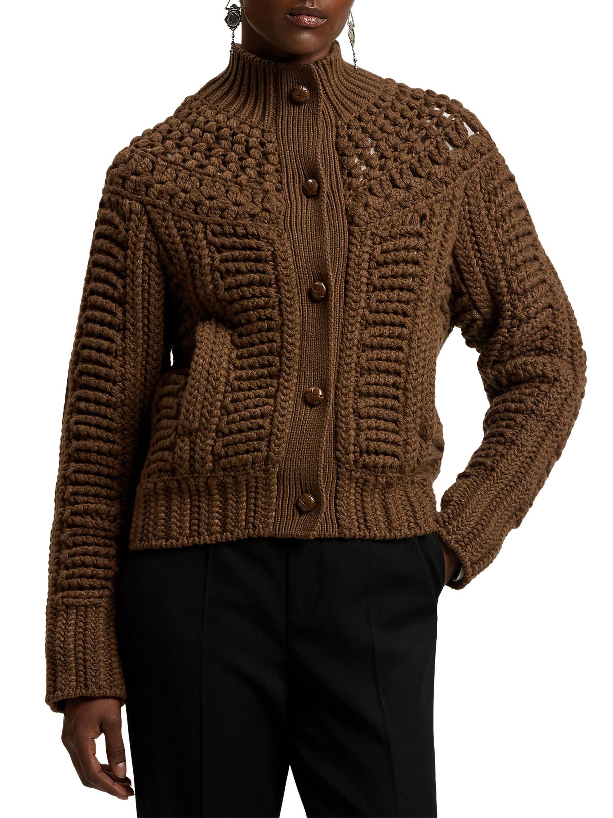 Ralph Lauren Collection Women's Mixed Stitch Cashmere Cardigan - Cognac