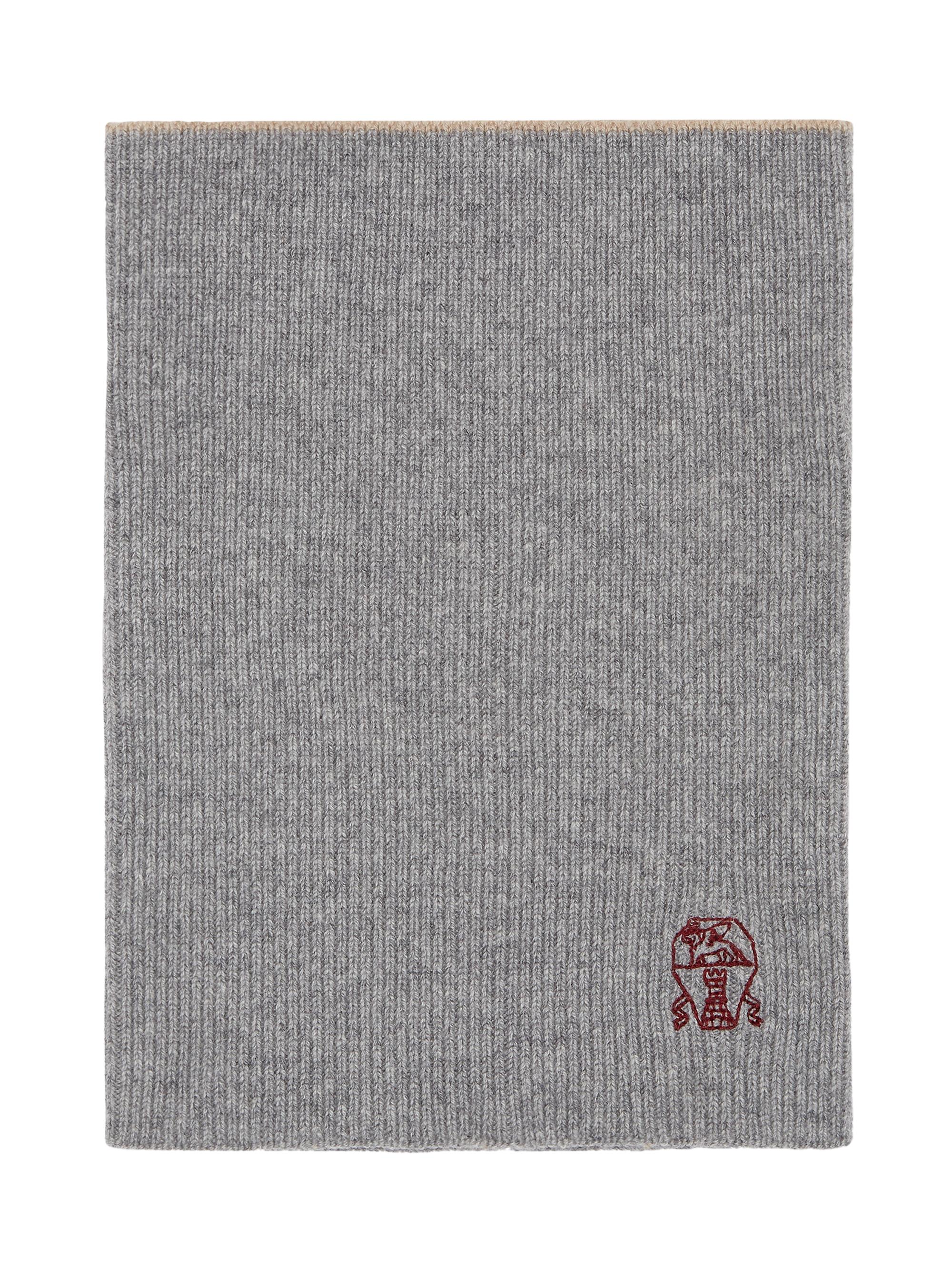 Brunello Cucinelli Men's Cashmere Rib Knit Neck Warmer - Light Grey