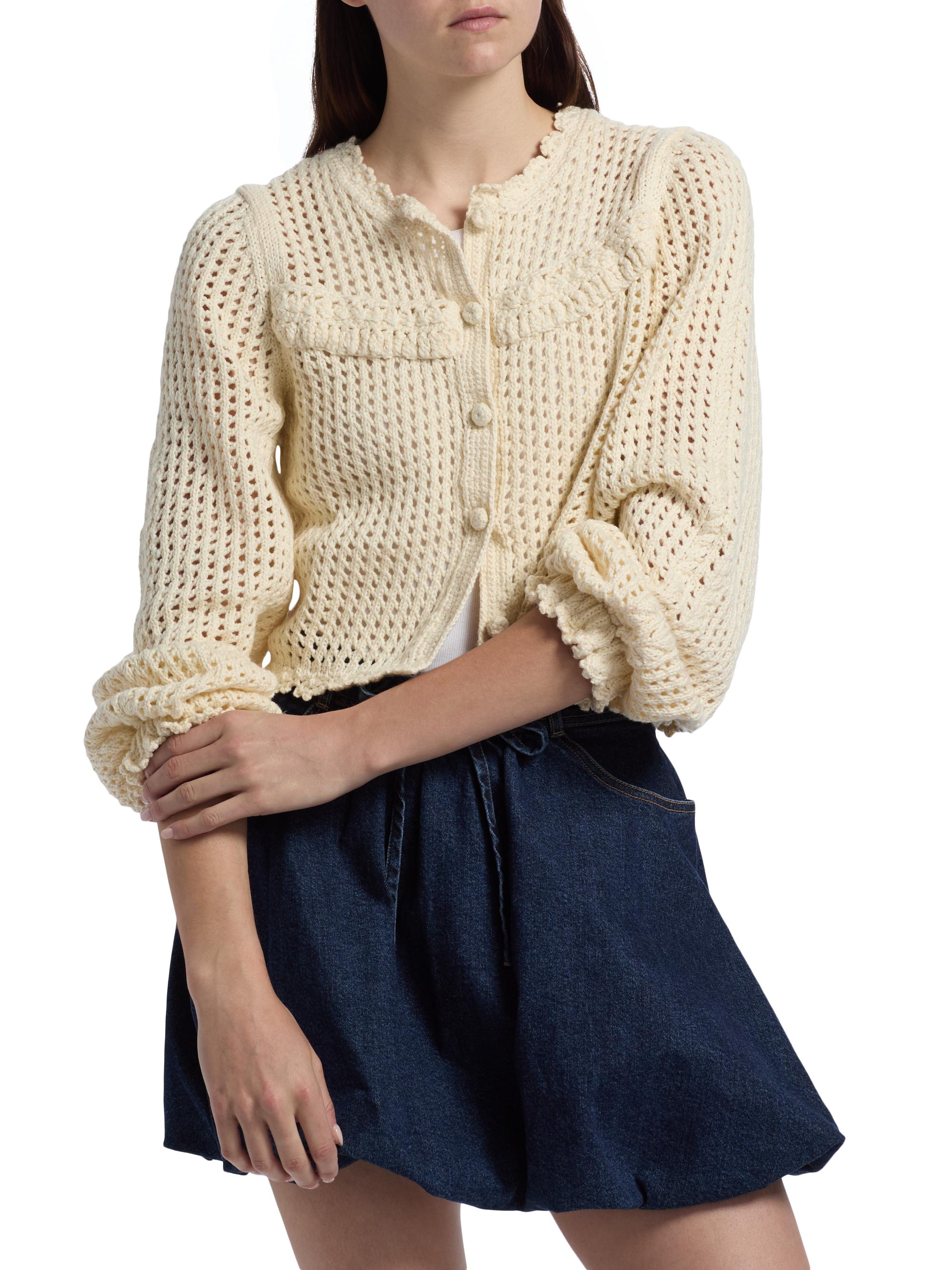 Cinq à Sept Ione Crochet Ruffle Cardigan | Saks Fifth Avenue