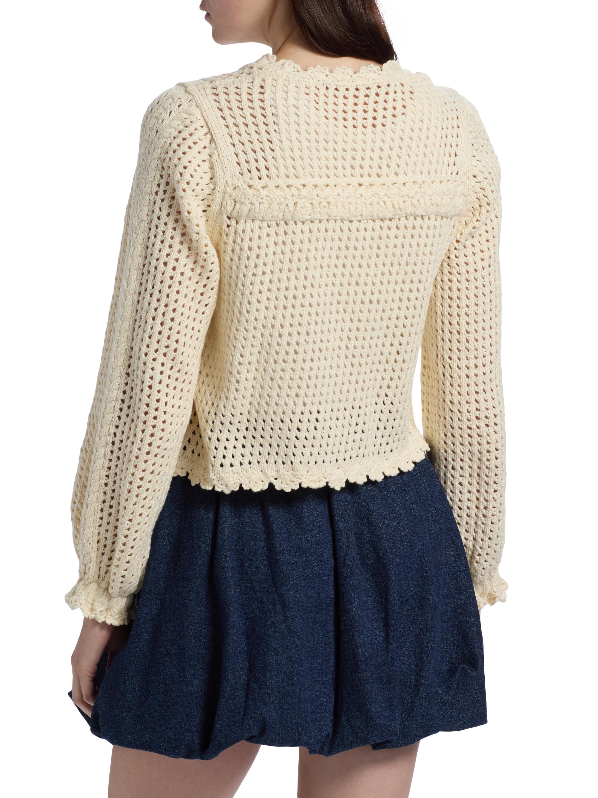 Cinq à Sept Ione Crochet Ruffle Cardigan | Saks Fifth Avenue