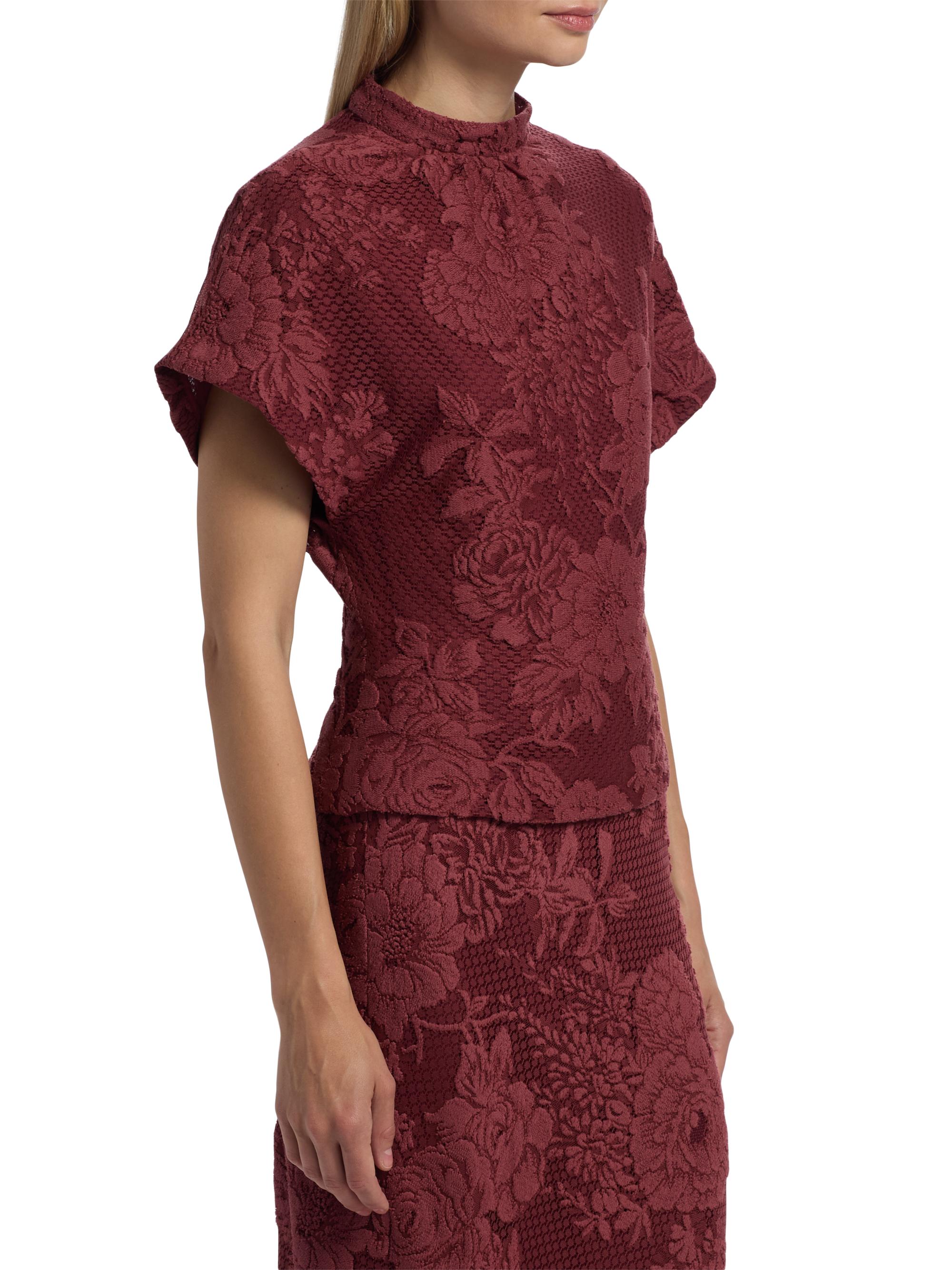 Lela Rose Lace Mock Turtleneck Top | Saks Fifth Avenue