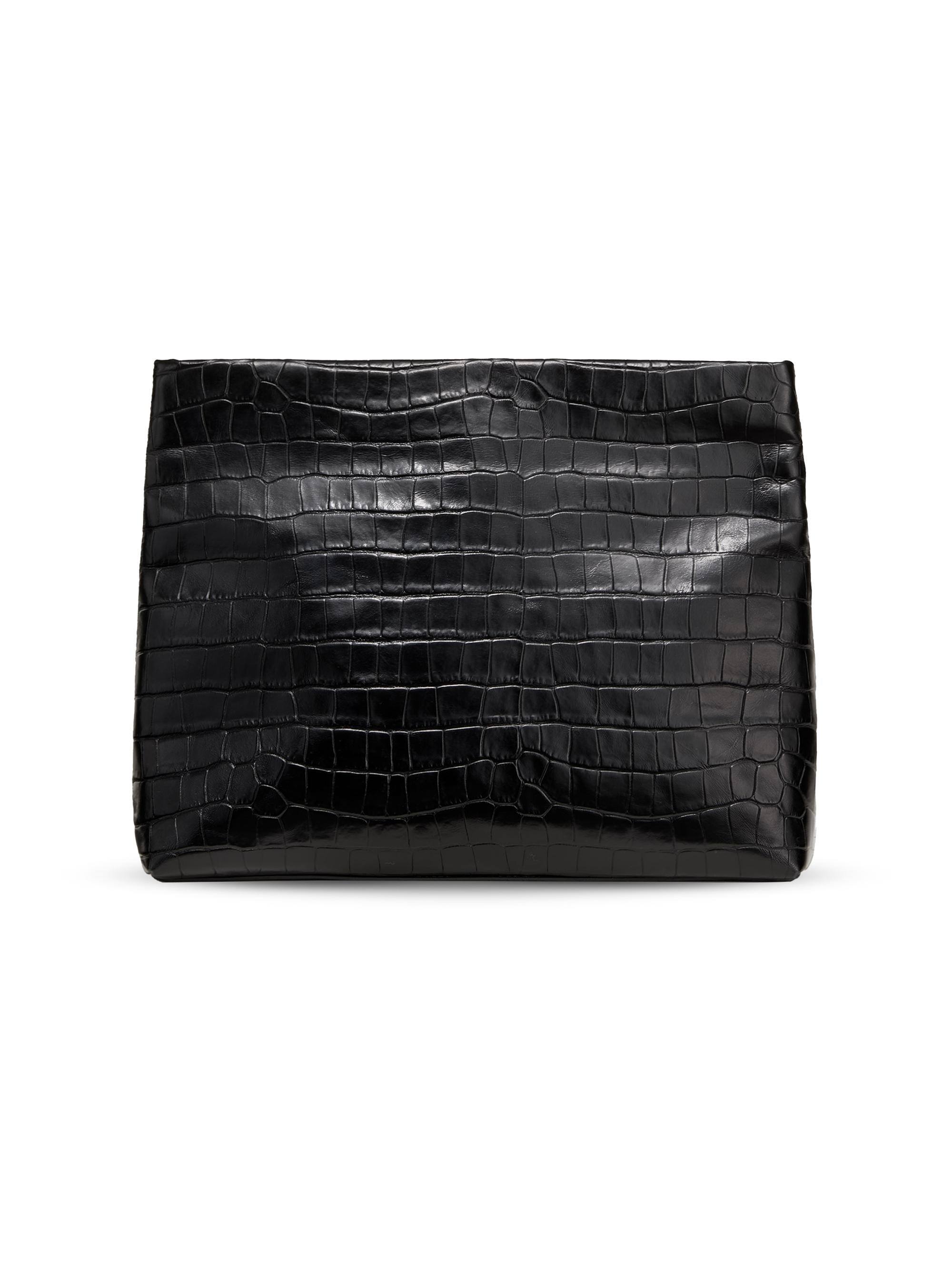 Nili Lotan Women's Jerry Croc-Embossed Leather Clutch - Black