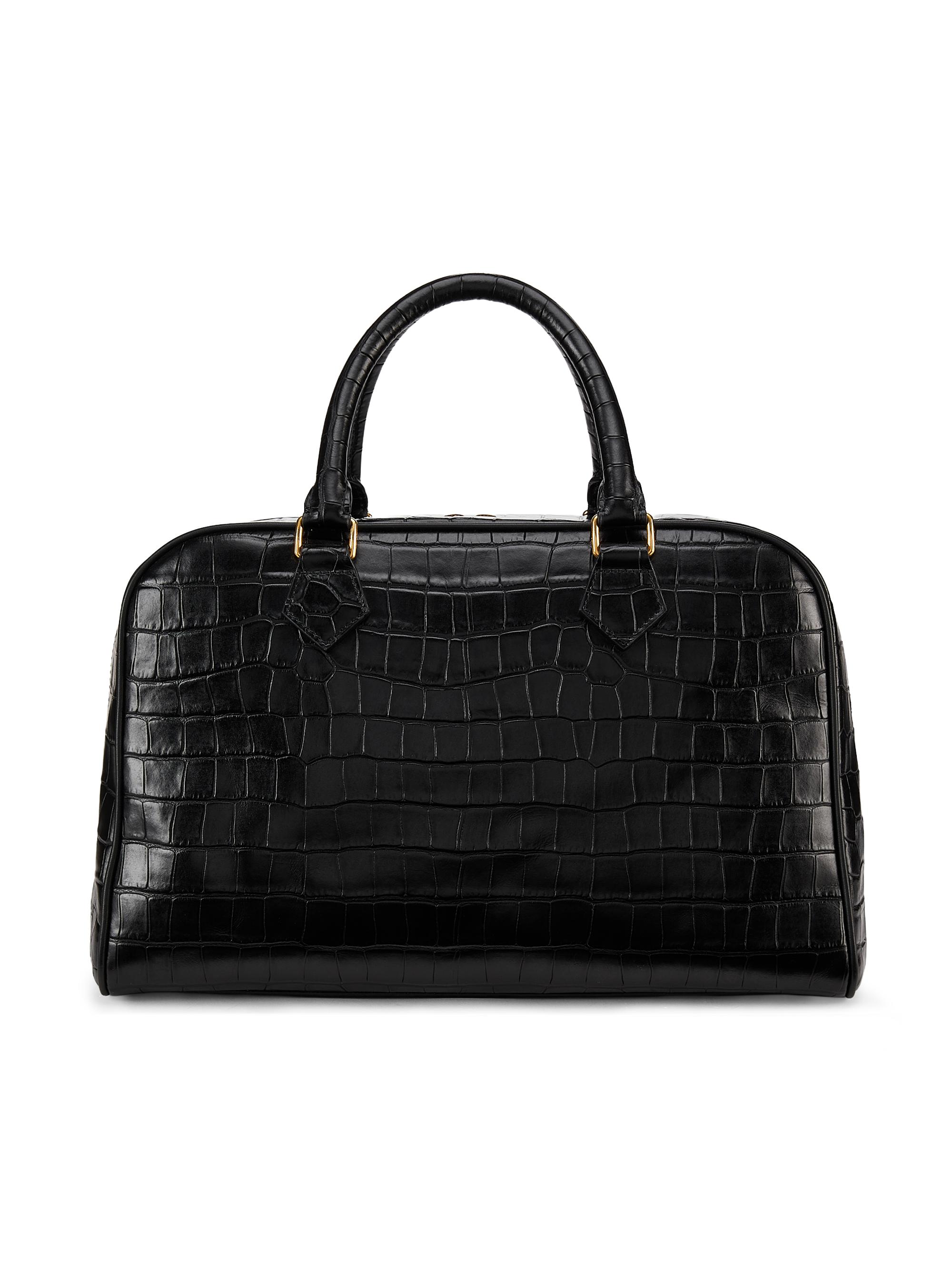 Nili Lotan Women's Jaclyn Croc-Embossed Leather Top Handle Bag - Black